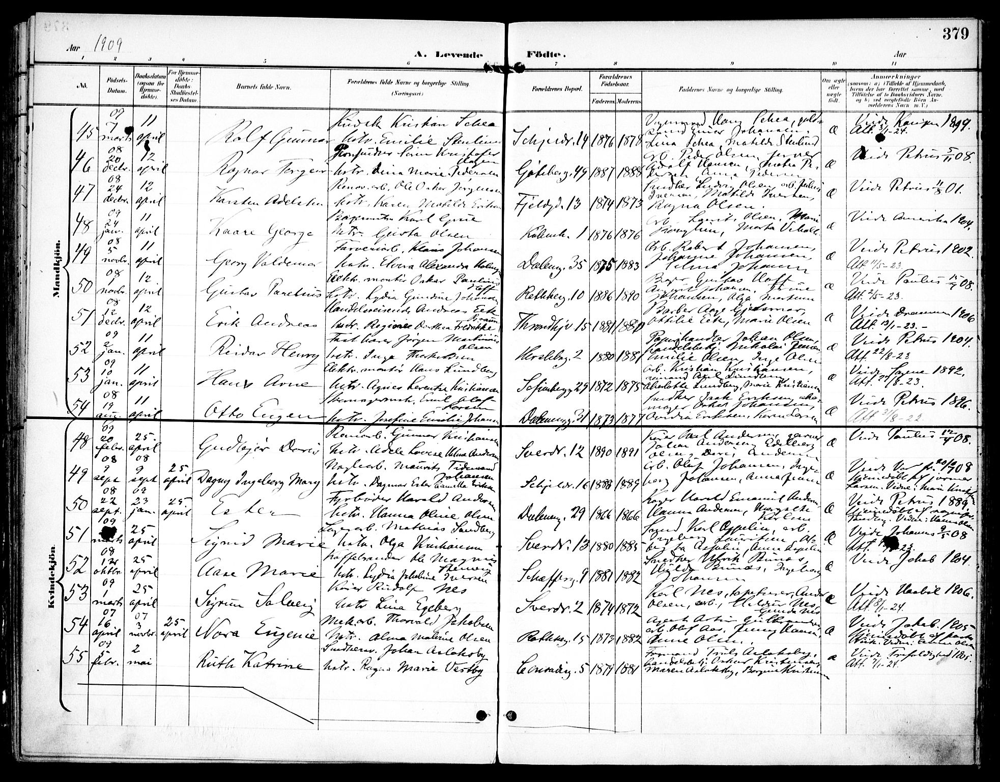 Petrus prestekontor Kirkebøker, AV/SAO-A-10872/F/Fa/L0008: Parish register (official) no. 8, 1899-1909, p. 379