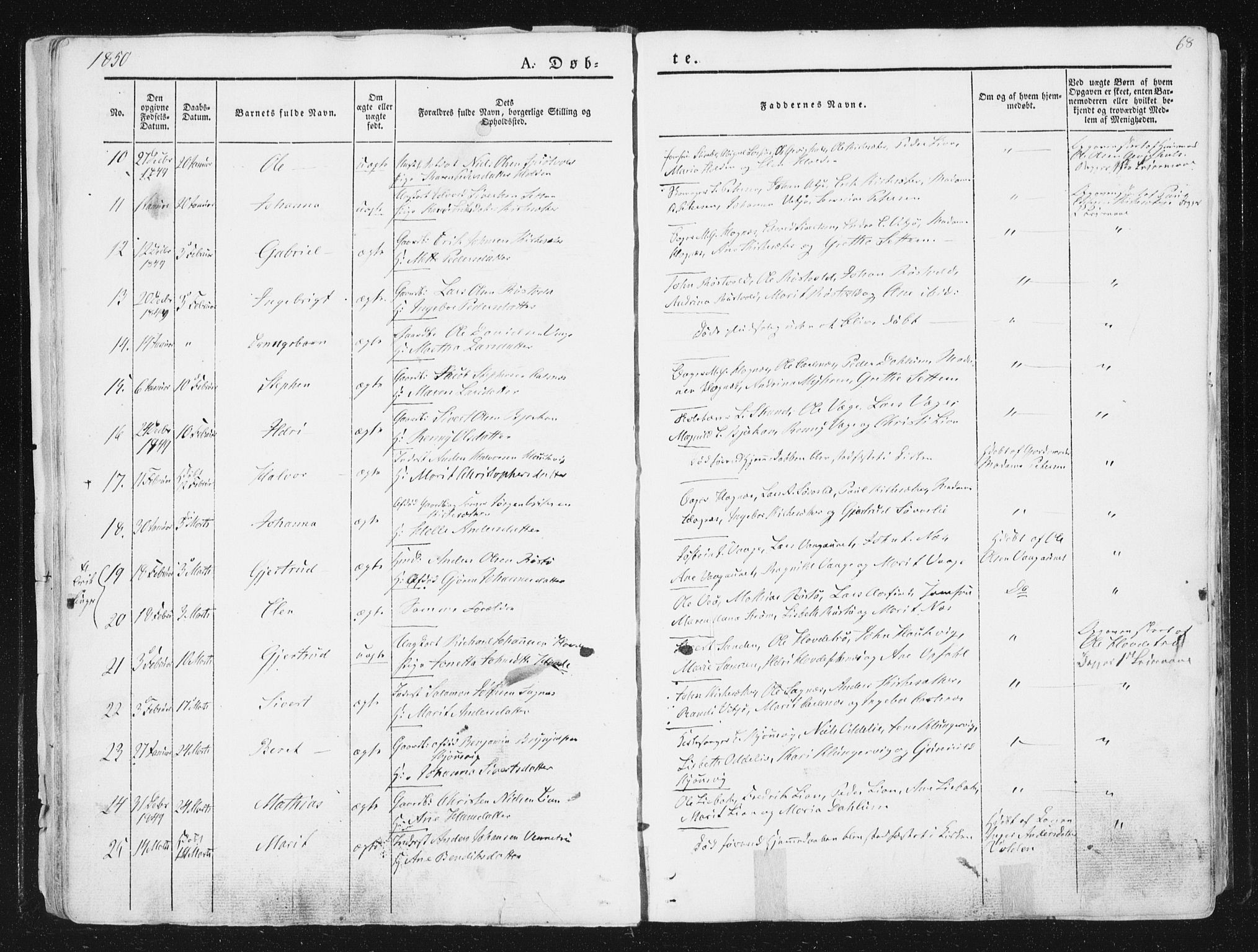 Ministerialprotokoller, klokkerbøker og fødselsregistre - Sør-Trøndelag, SAT/A-1456/630/L0493: Parish register (official) no. 630A06, 1841-1851, p. 68