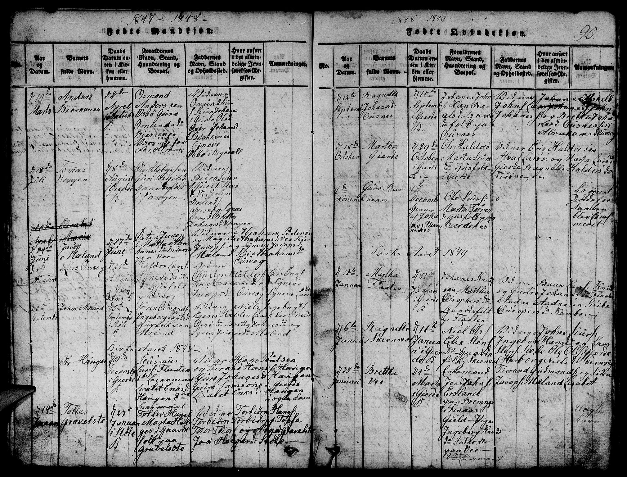 Etne sokneprestembete, SAB/A-75001/H/Hab: Parish register (copy) no. B 1, 1815-1850, p. 90