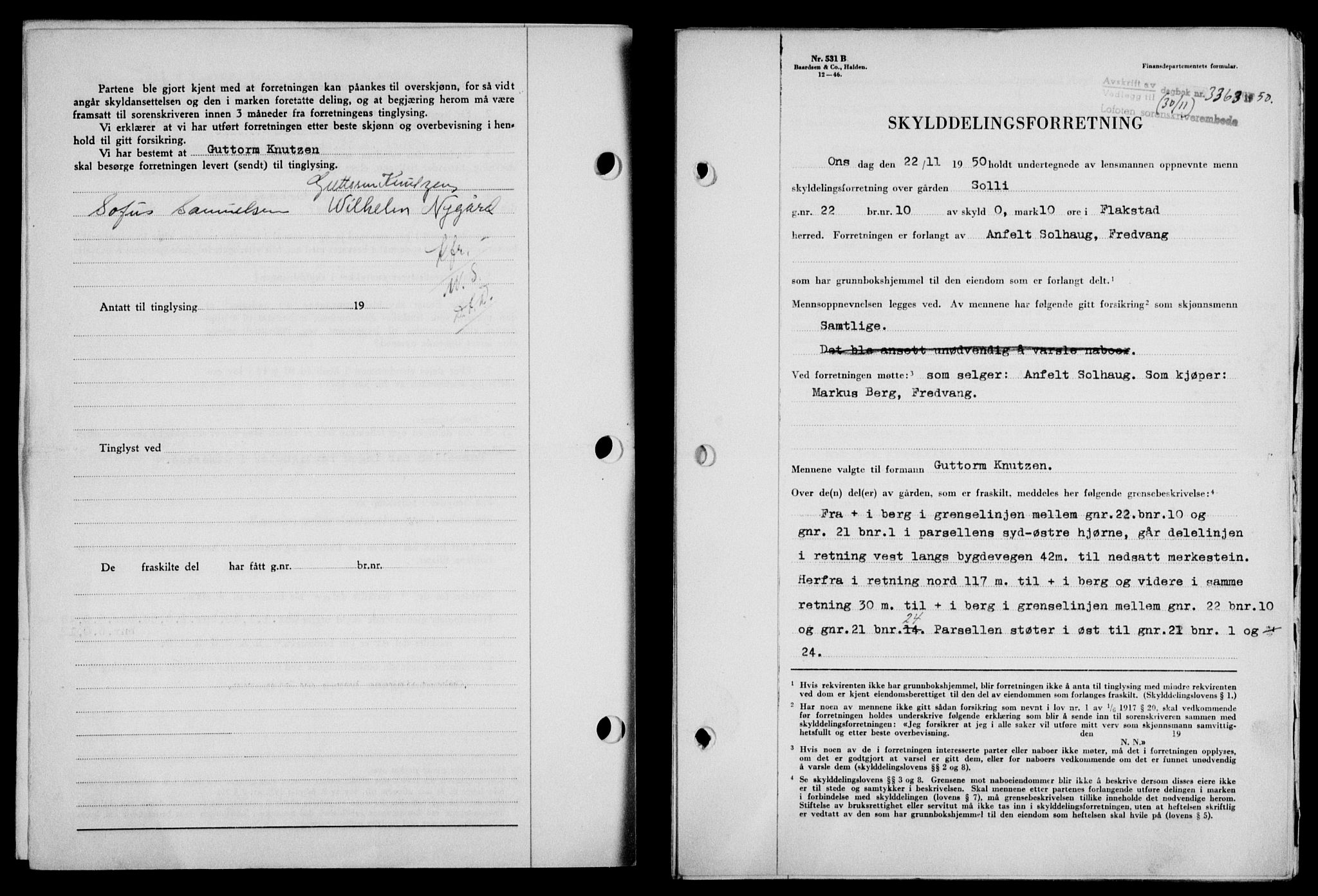 Lofoten sorenskriveri, SAT/A-0017/1/2/2C/L0025a: Mortgage book no. 25a, 1950-1951, Diary no: : 3363/1950