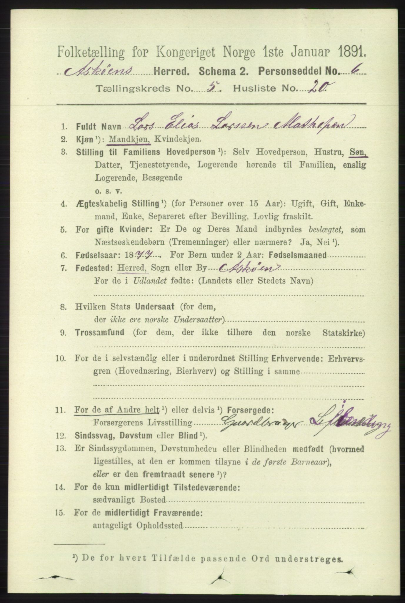 RA, 1891 census for 1247 Askøy, 1891, p. 3614