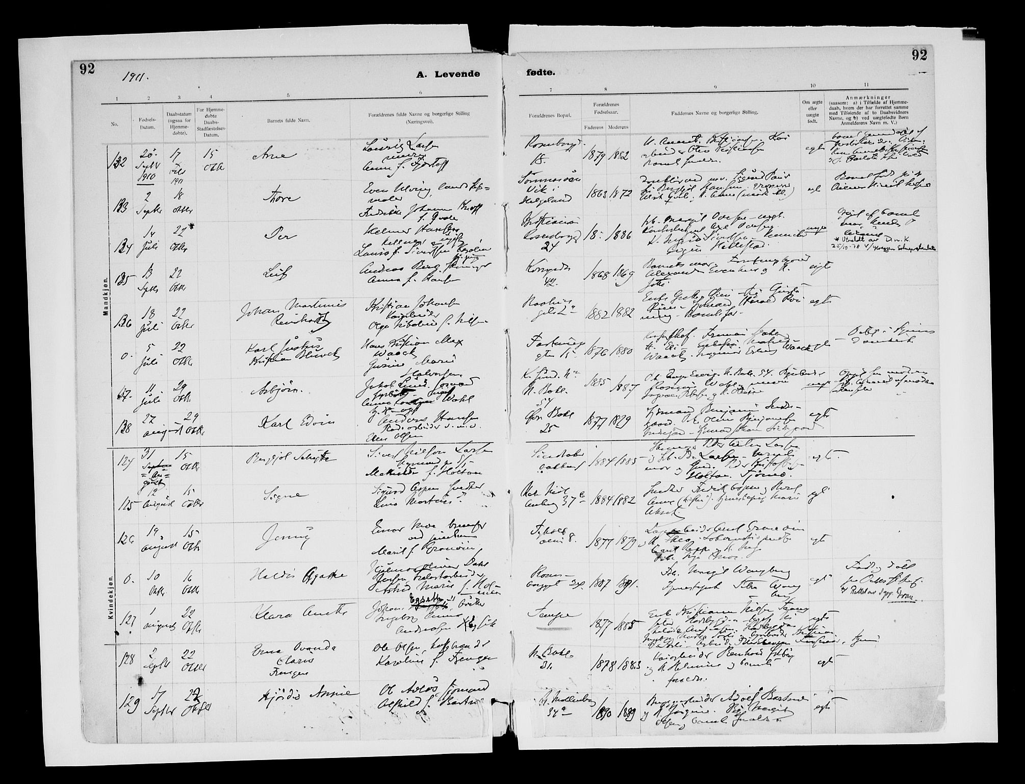 Ministerialprotokoller, klokkerbøker og fødselsregistre - Sør-Trøndelag, AV/SAT-A-1456/604/L0203: Parish register (official) no. 604A23, 1908-1916, p. 92