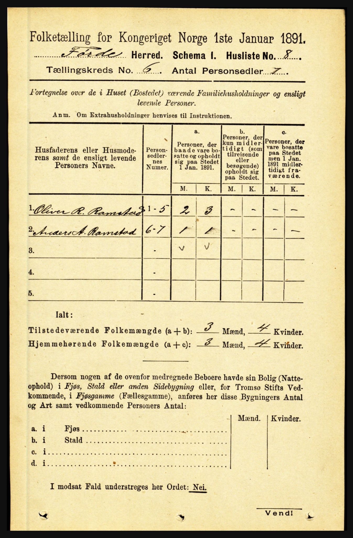 RA, 1891 census for 1432 Førde, 1891, p. 1899