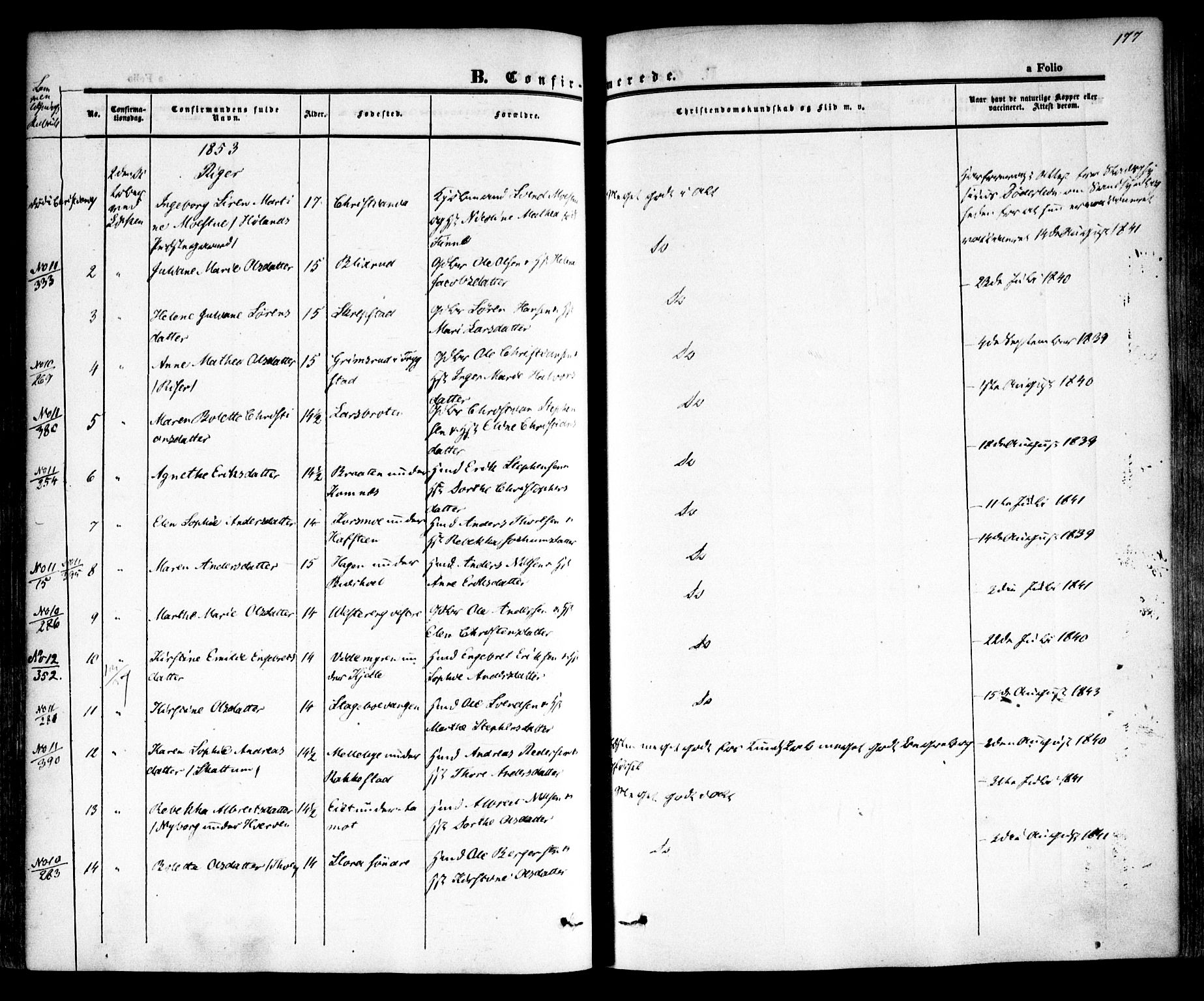 Høland prestekontor Kirkebøker, AV/SAO-A-10346a/F/Fa/L0009: Parish register (official) no. I 9, 1846-1853, p. 177