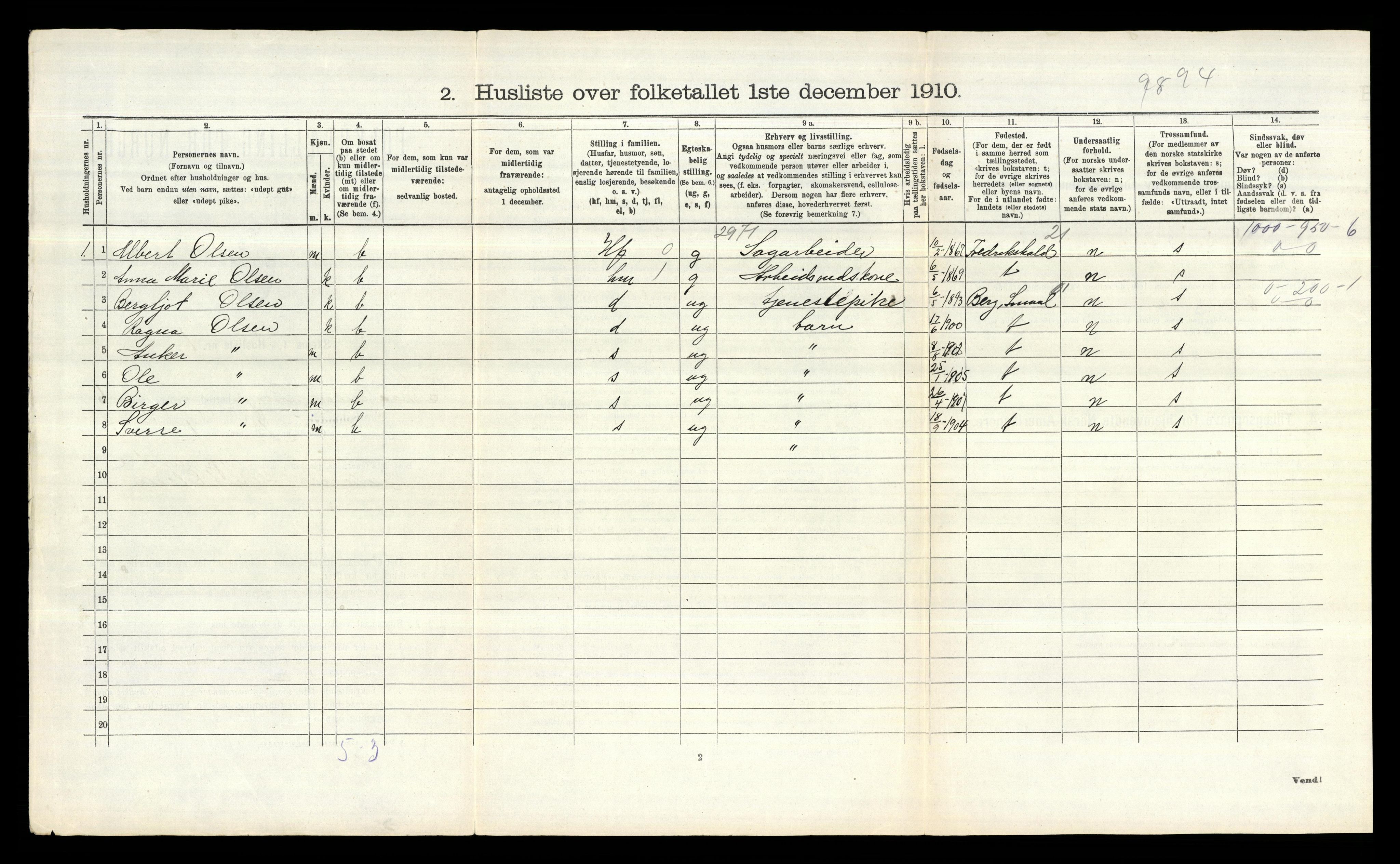 RA, 1910 census for Borge, 1910, p. 737