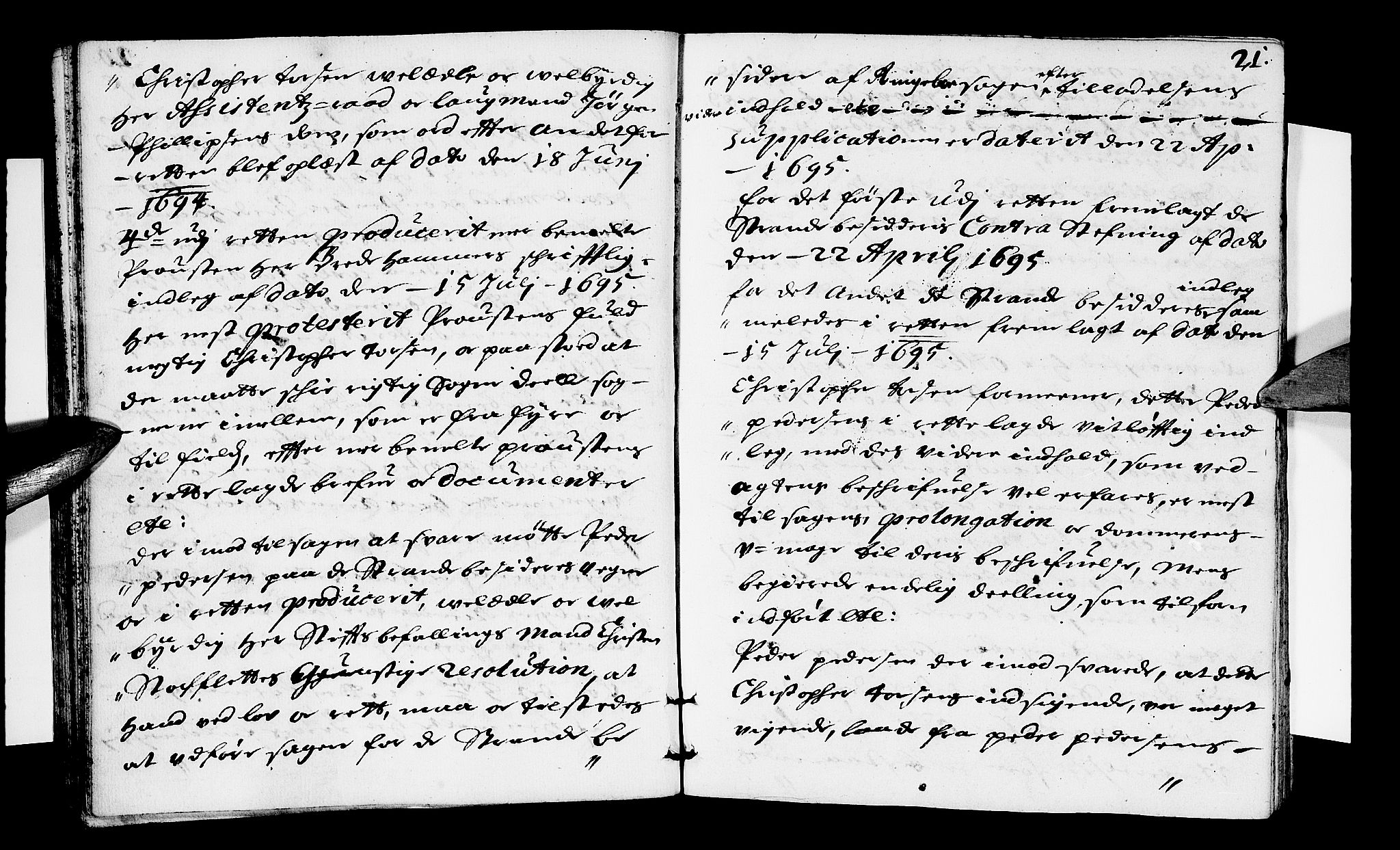 Sorenskriverier i Gudbrandsdalen, AV/SAH-TING-036/G/Gb/Gbb/L0018: Tingbok - Sør-Gudbrandsdal, 1695, p. 20b-21a
