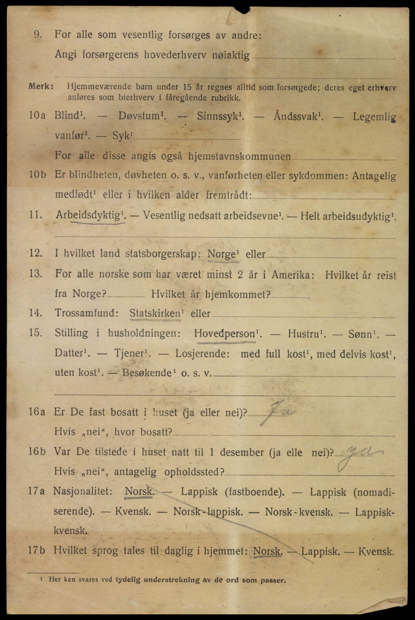 SAT, 1920 census for Narvik, 1920, p. 16453