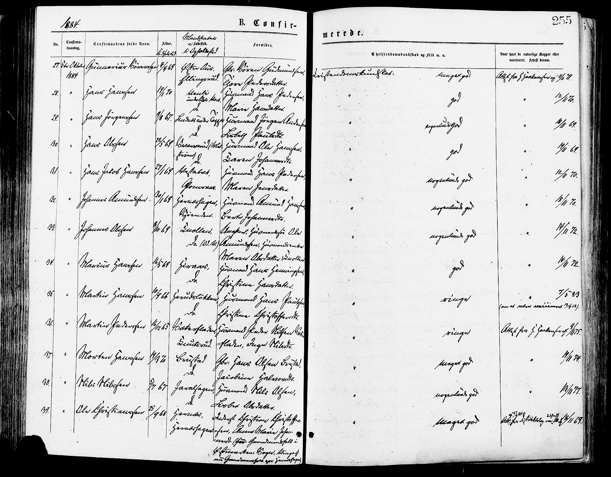 Sør-Odal prestekontor, AV/SAH-PREST-030/H/Ha/Haa/L0005: Parish register (official) no. 5, 1876-1885, p. 255