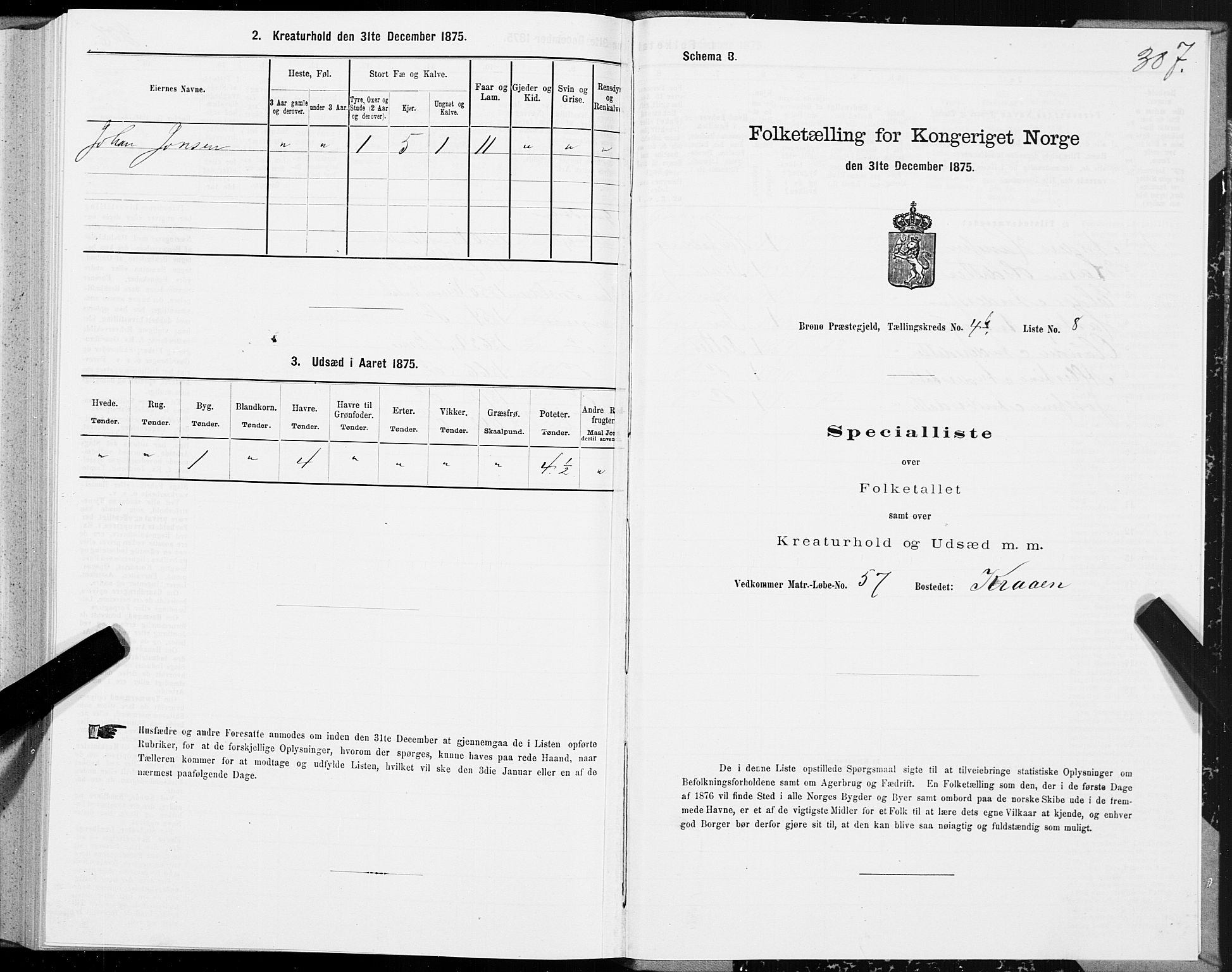 SAT, 1875 census for 1814P Brønnøy, 1875, p. 2307