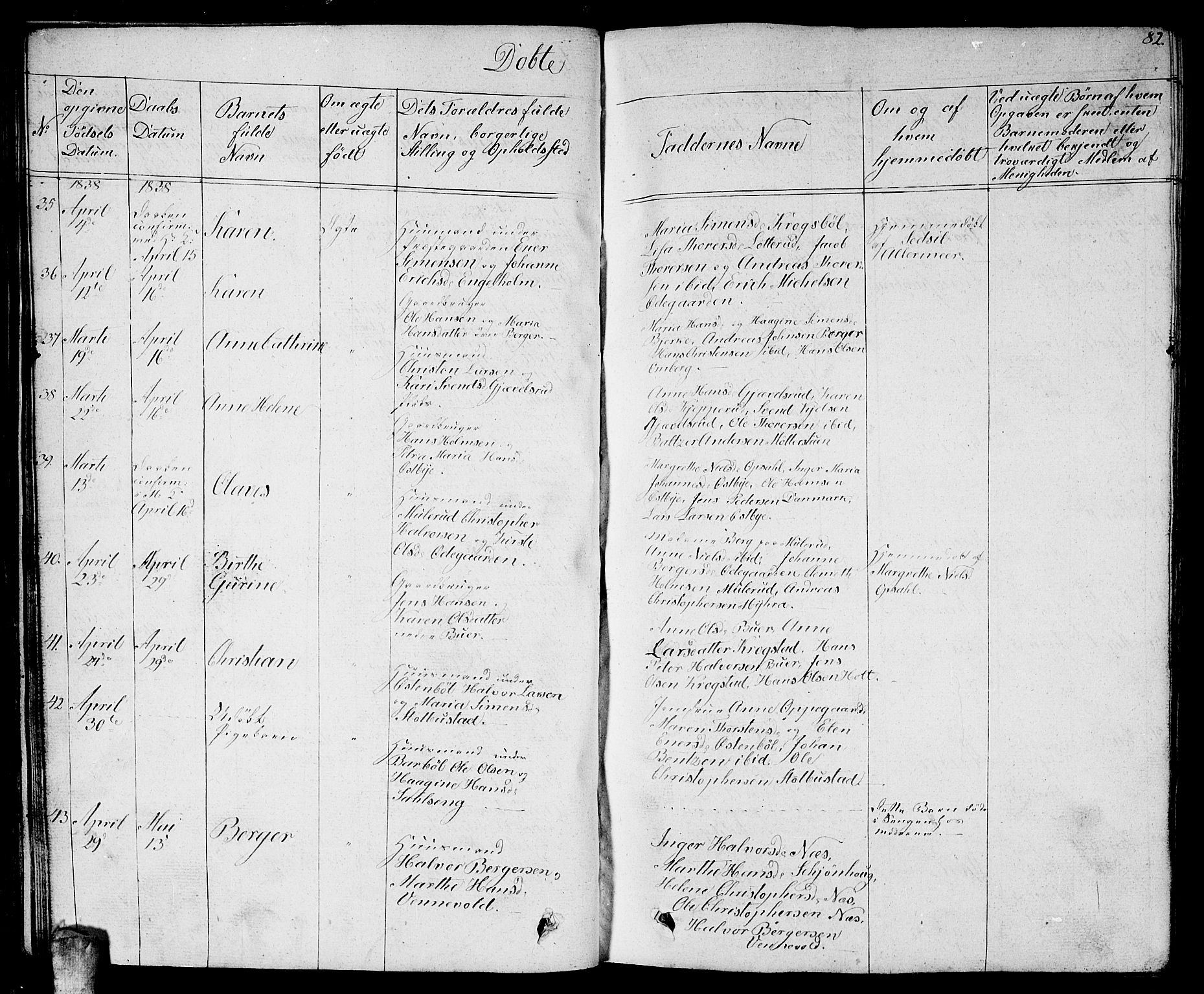 Enebakk prestekontor Kirkebøker, AV/SAO-A-10171c/G/Ga/L0003: Parish register (copy) no. I 3, 1833-1849, p. 82