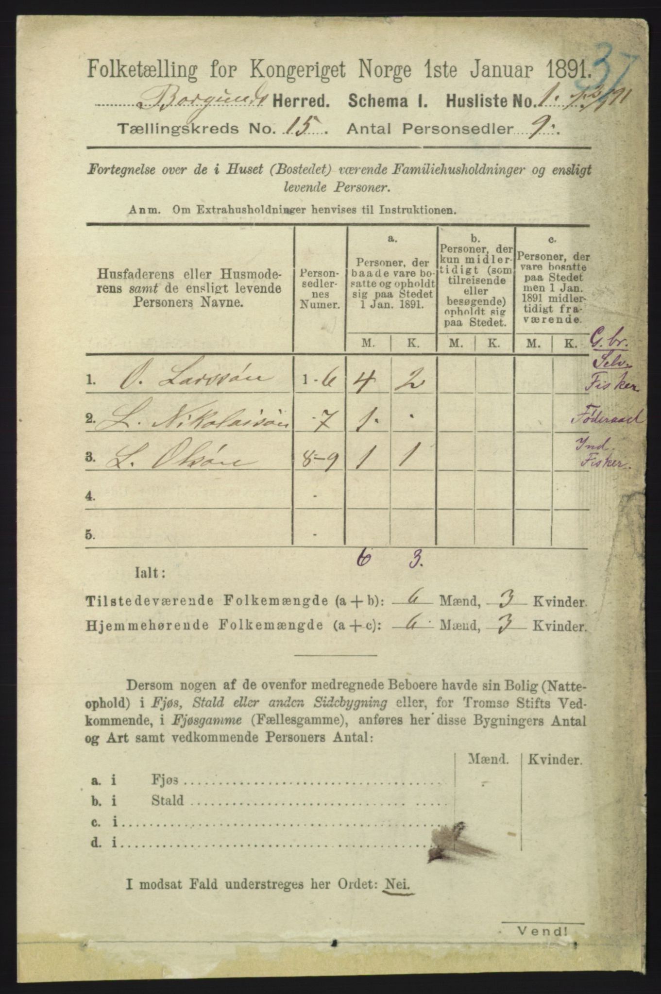 RA, 1891 census for 1531 Borgund, 1891, p. 4441