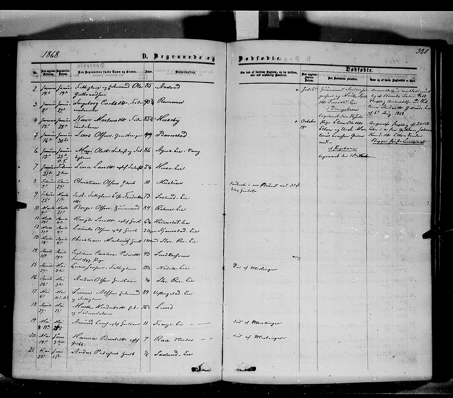 Stange prestekontor, SAH/PREST-002/K/L0013: Parish register (official) no. 13, 1862-1879, p. 320