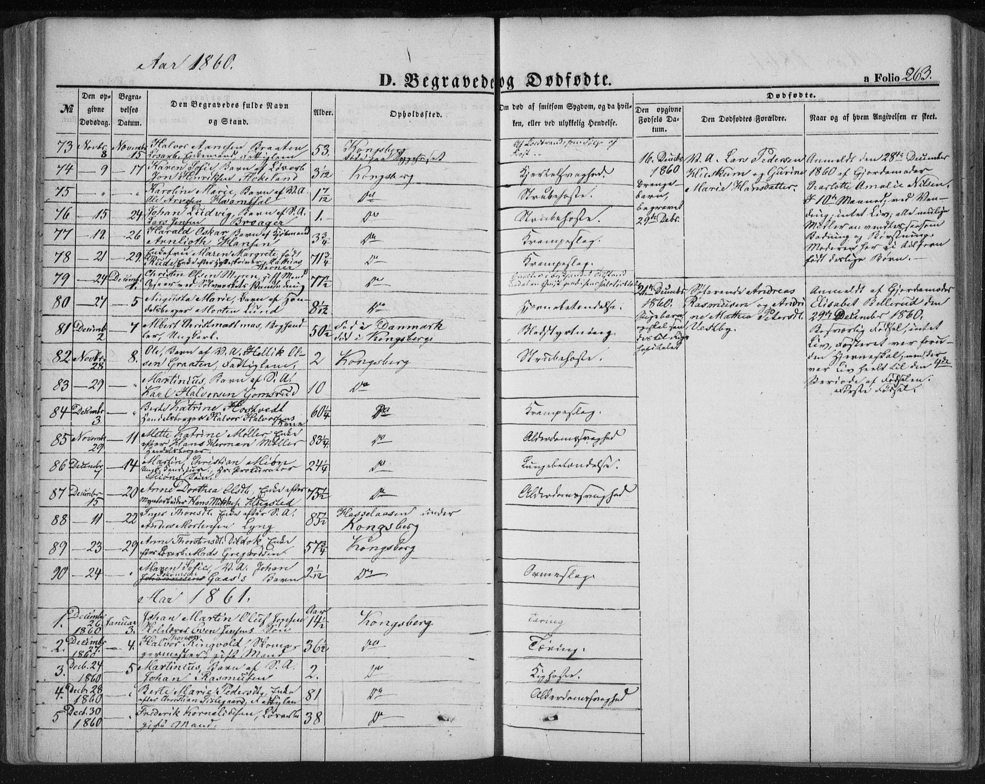 Kongsberg kirkebøker, SAKO/A-22/F/Fa/L0010: Parish register (official) no. I 10, 1859-1875, p. 263