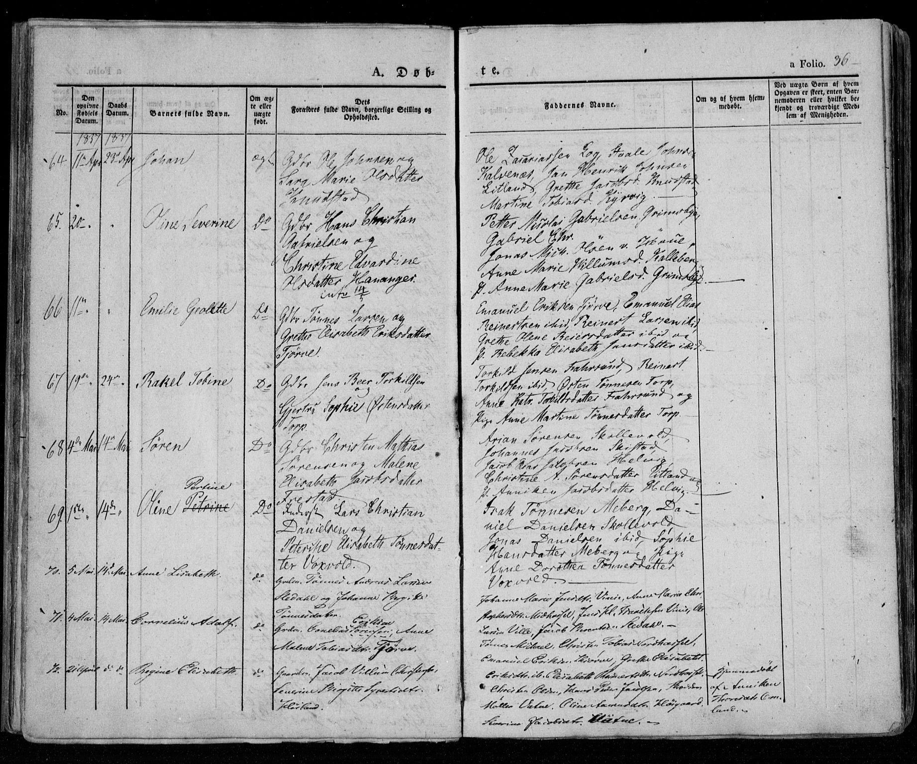 Lista sokneprestkontor, AV/SAK-1111-0027/F/Fa/L0009: Parish register (official) no. A 9, 1835-1846, p. 36