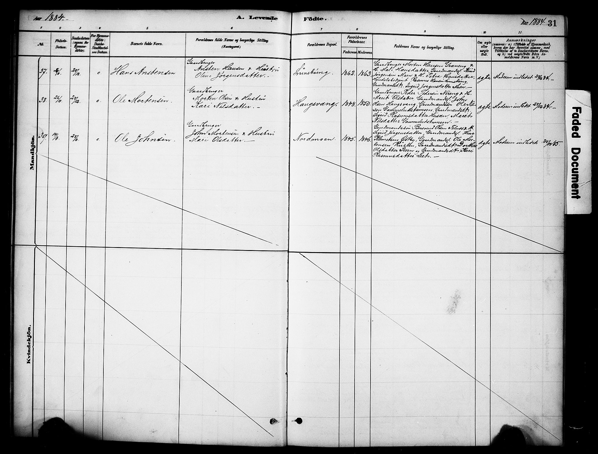 Tynset prestekontor, SAH/PREST-058/H/Ha/Hab/L0006: Parish register (copy) no. 6, 1880-1899, p. 31