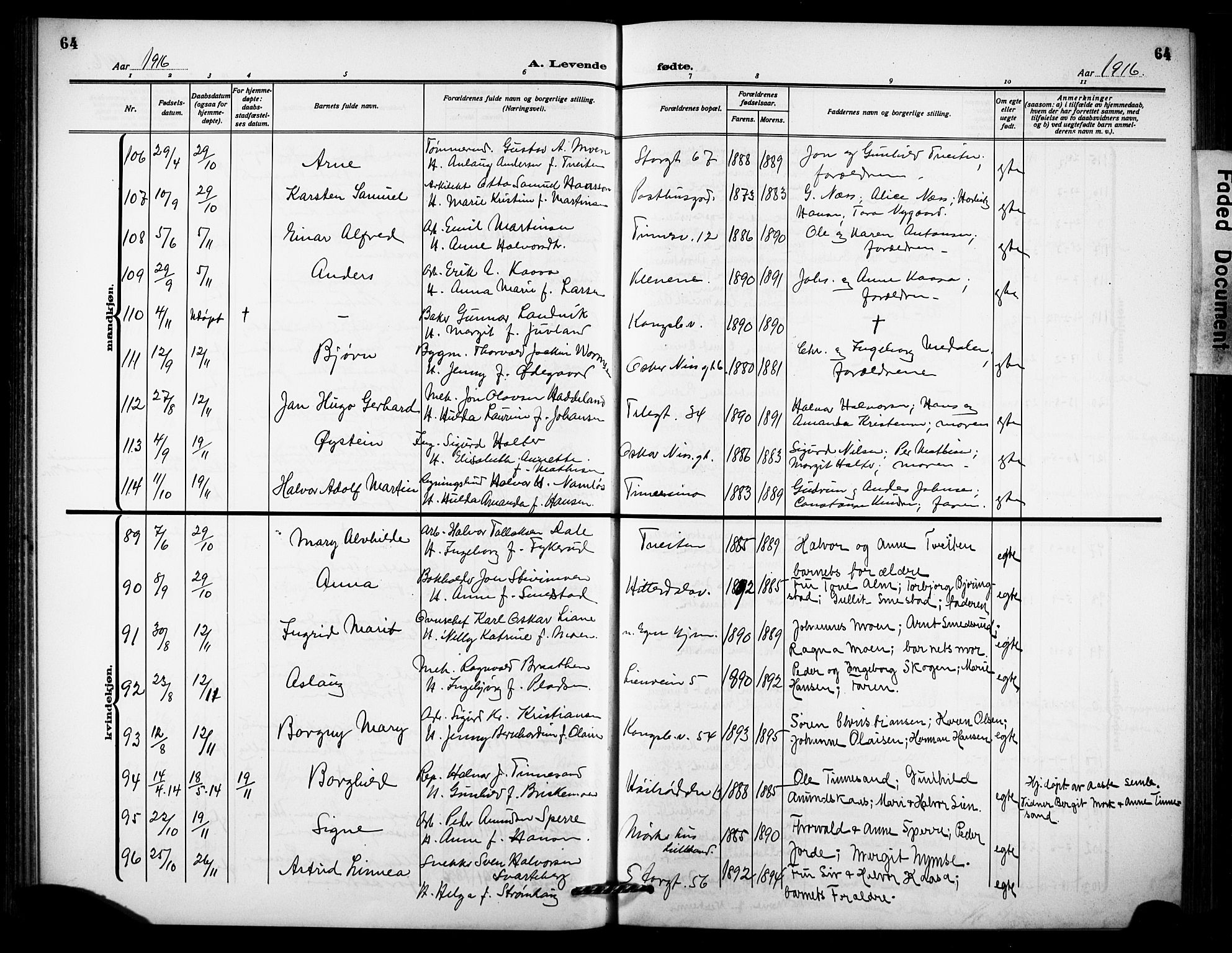 Notodden kirkebøker, AV/SAKO-A-290/G/Ga/L0001: Parish register (copy) no. 1, 1912-1923, p. 64