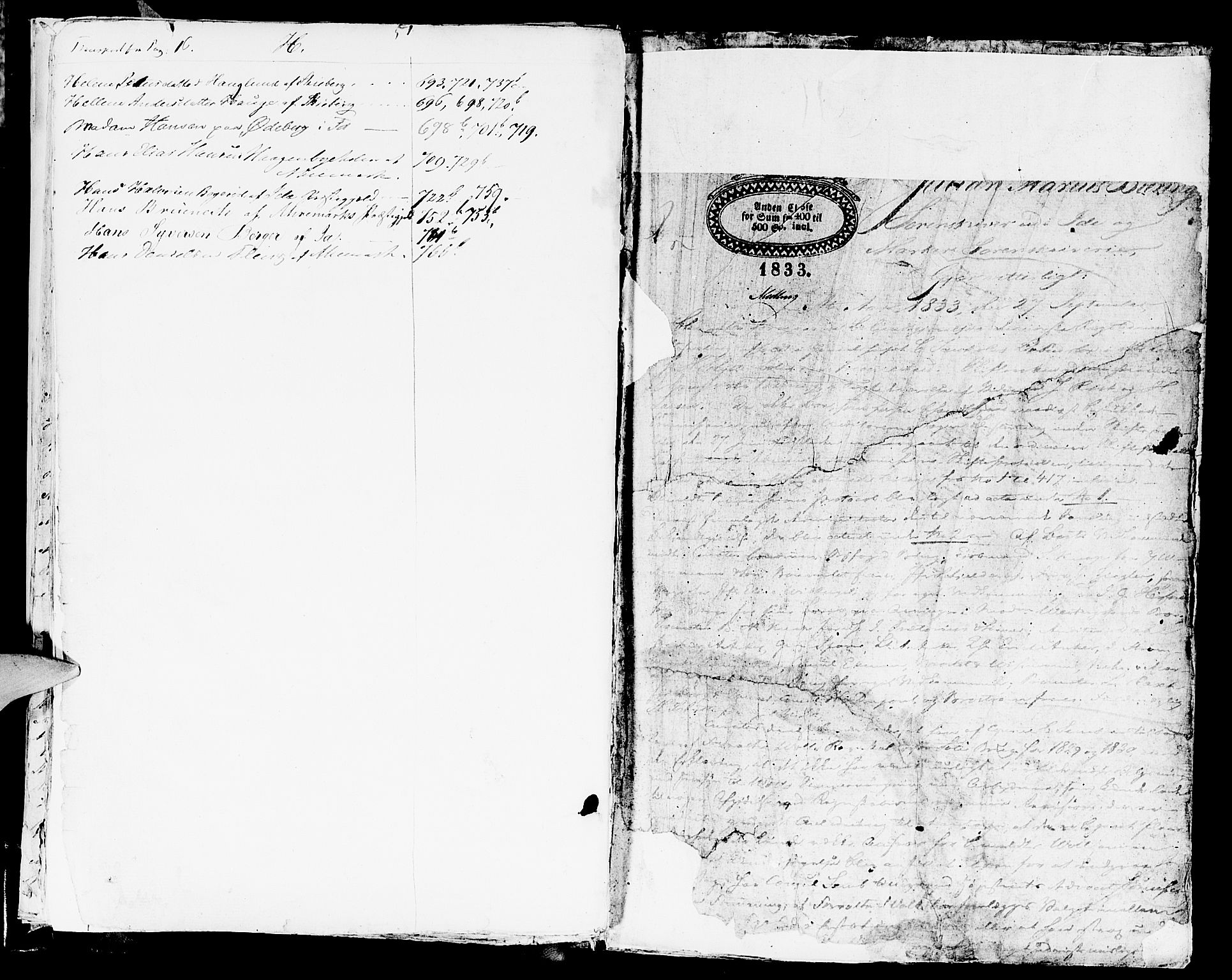 Idd og Marker sorenskriveri, SAO/A-10283/H/Hb/L0004: Skifteprotokoll, 1833-1852, p. 0b-1a