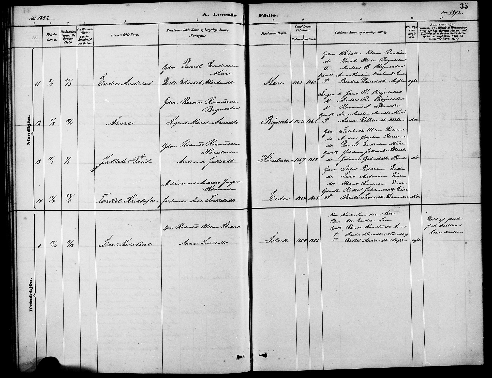 Innvik sokneprestembete, SAB/A-80501: Parish register (copy) no. B 3, 1886-1897, p. 35