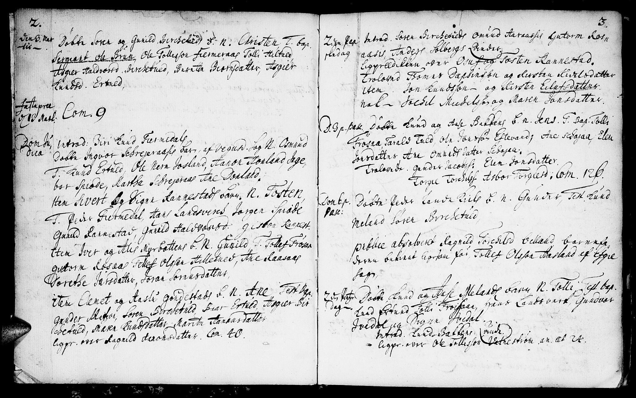 Evje sokneprestkontor, SAK/1111-0008/F/Fa/Fac/L0001: Parish register (official) no. A 1, 1705-1764, p. 2-3