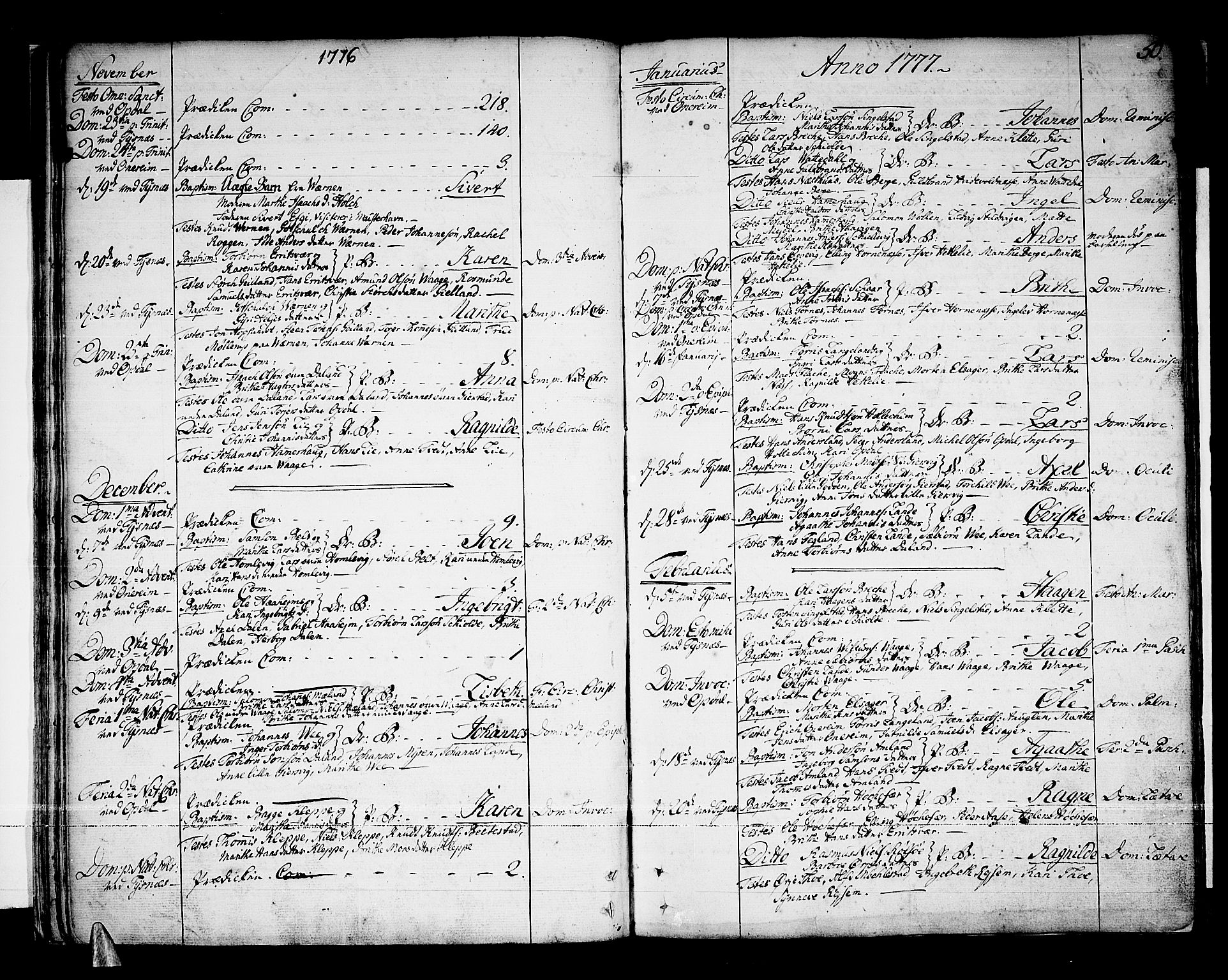 Tysnes sokneprestembete, AV/SAB-A-78601/H/Haa: Parish register (official) no. A 5, 1762-1793, p. 50