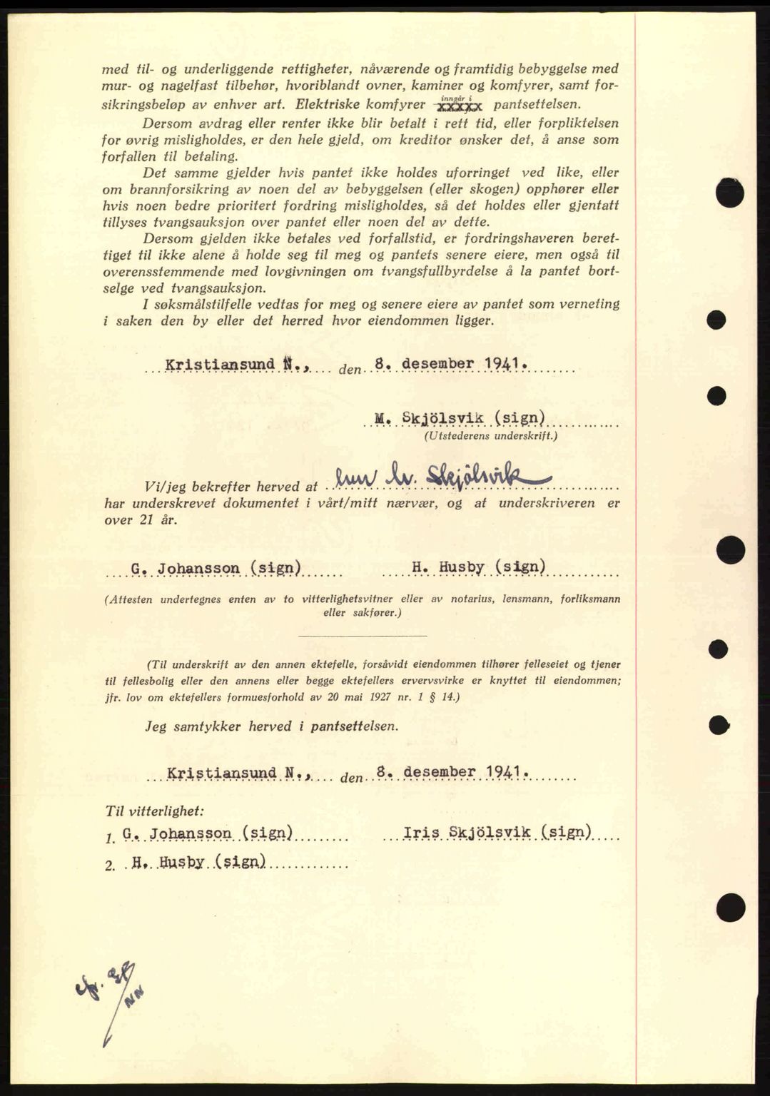 Nordmøre sorenskriveri, AV/SAT-A-4132/1/2/2Ca: Mortgage book no. B88, 1941-1942, Diary no: : 2391/1941