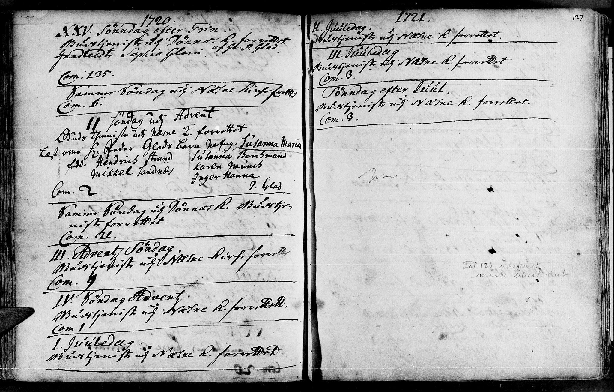 Ministerialprotokoller, klokkerbøker og fødselsregistre - Nordland, AV/SAT-A-1459/838/L0542: Parish register (official) no. 838A01, 1704-1737, p. 127