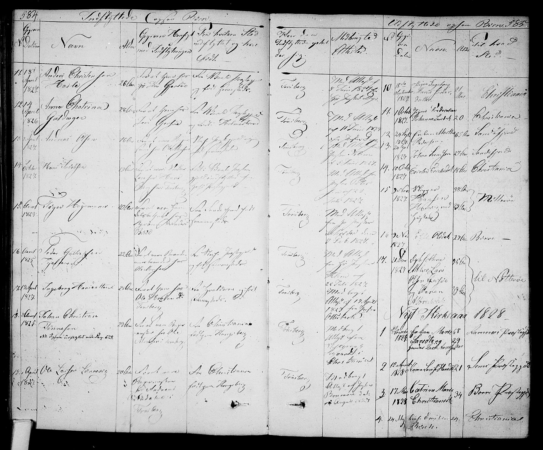 Tønsberg kirkebøker, SAKO/A-330/F/Fa/L0005: Parish register (official) no. I 5, 1827-1836, p. 584-585