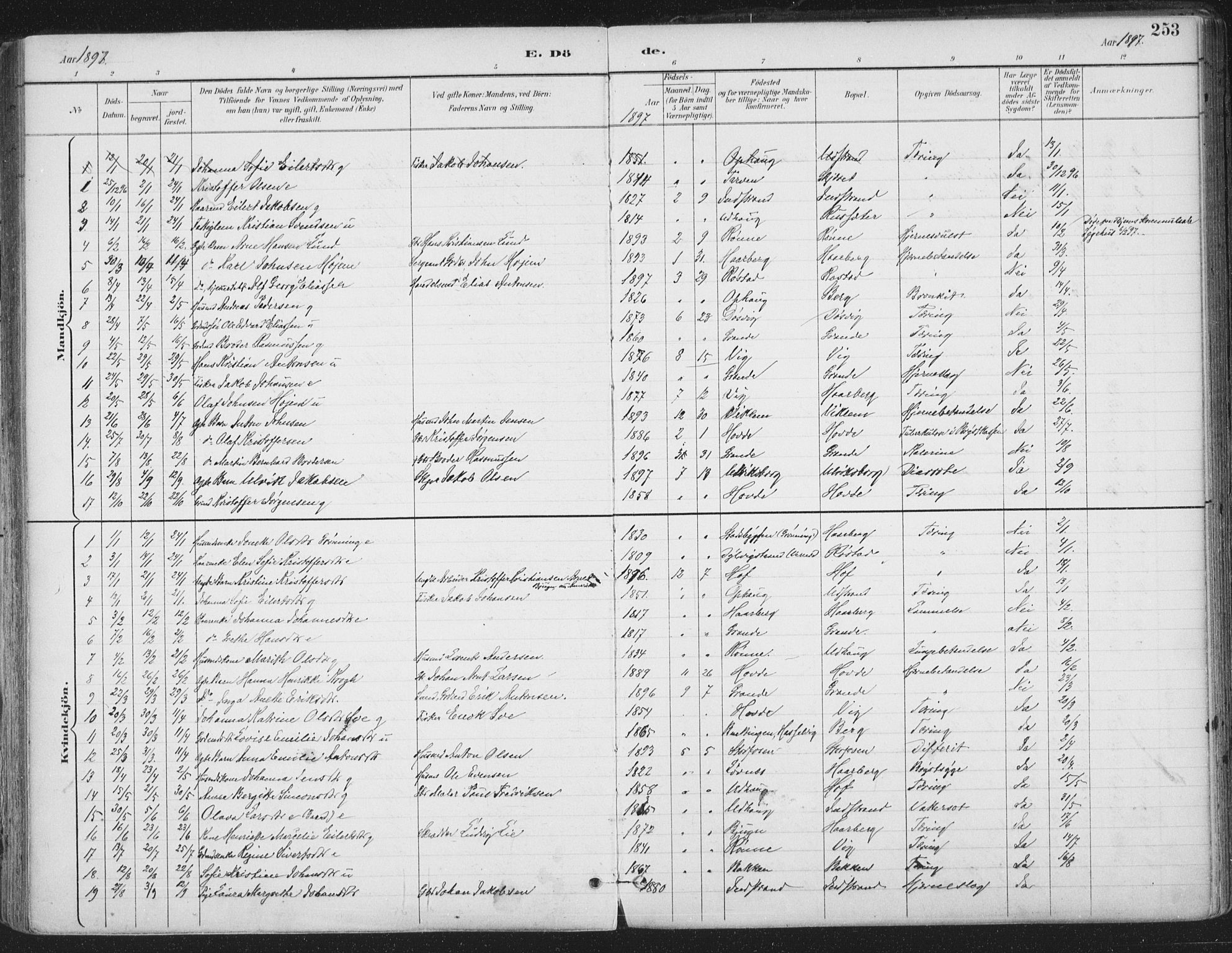 Ministerialprotokoller, klokkerbøker og fødselsregistre - Sør-Trøndelag, AV/SAT-A-1456/659/L0743: Parish register (official) no. 659A13, 1893-1910, p. 253