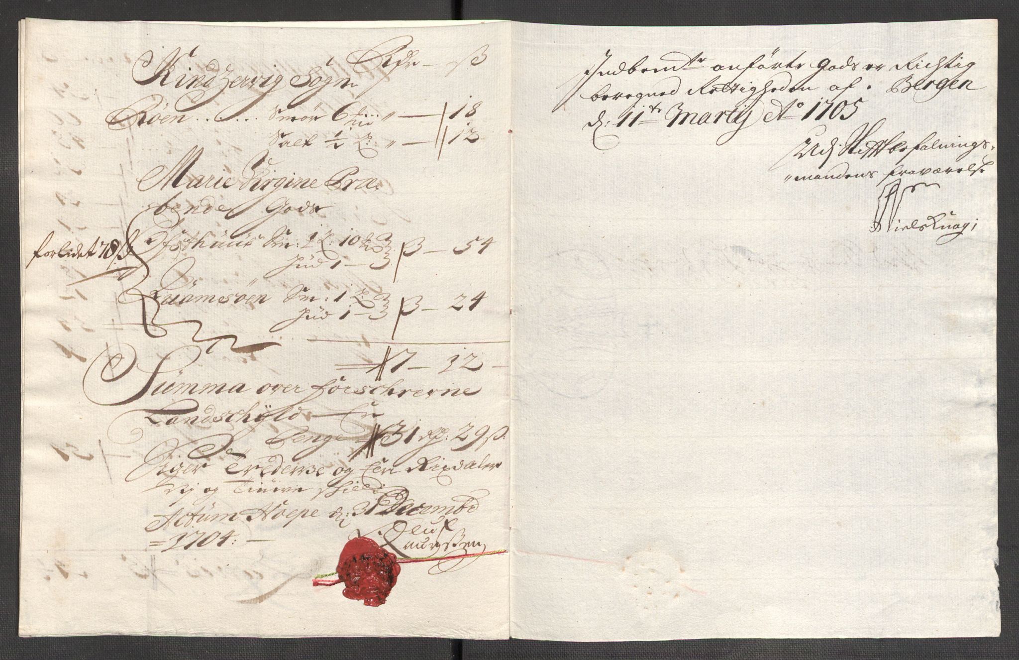 Rentekammeret inntil 1814, Reviderte regnskaper, Fogderegnskap, AV/RA-EA-4092/R48/L2982: Fogderegnskap Sunnhordland og Hardanger, 1704, p. 150