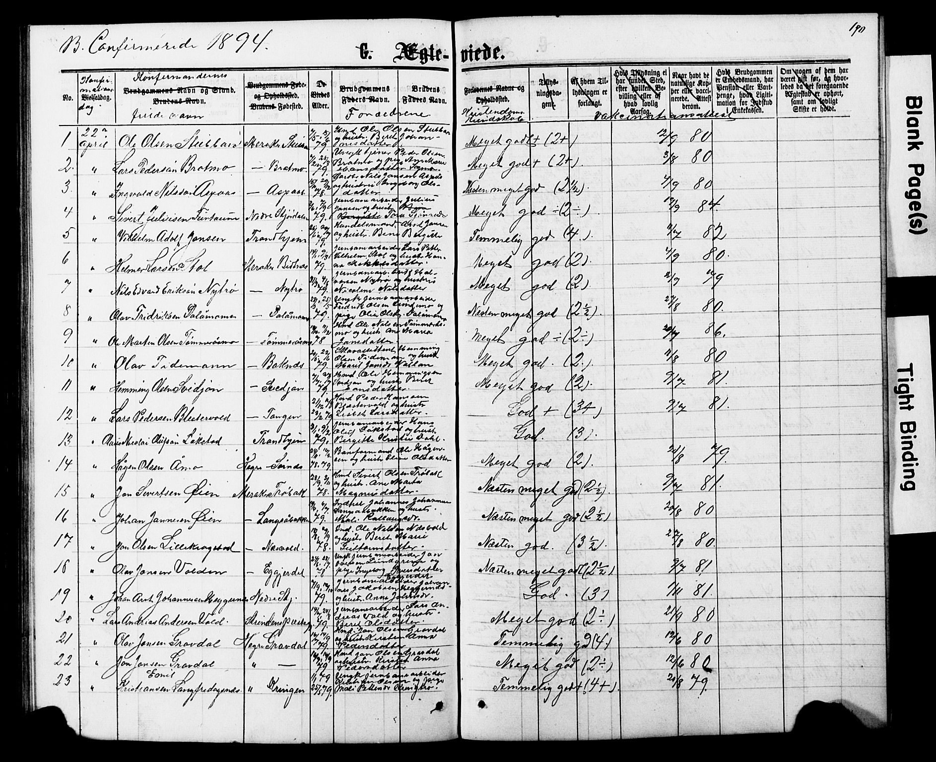 Ministerialprotokoller, klokkerbøker og fødselsregistre - Nord-Trøndelag, AV/SAT-A-1458/706/L0049: Parish register (copy) no. 706C01, 1864-1895, p. 190