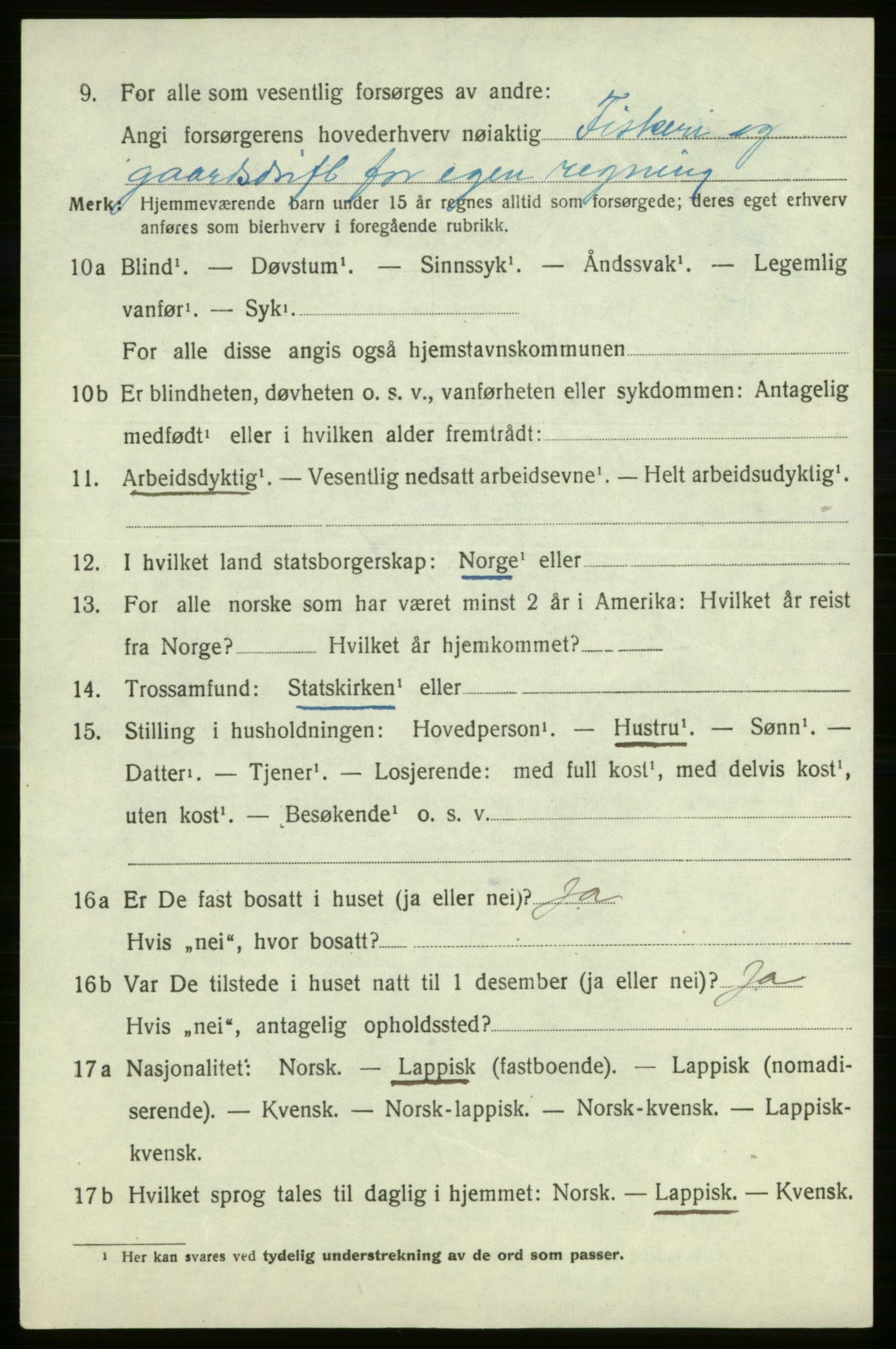 SATØ, 1920 census for , 1920, p. 961