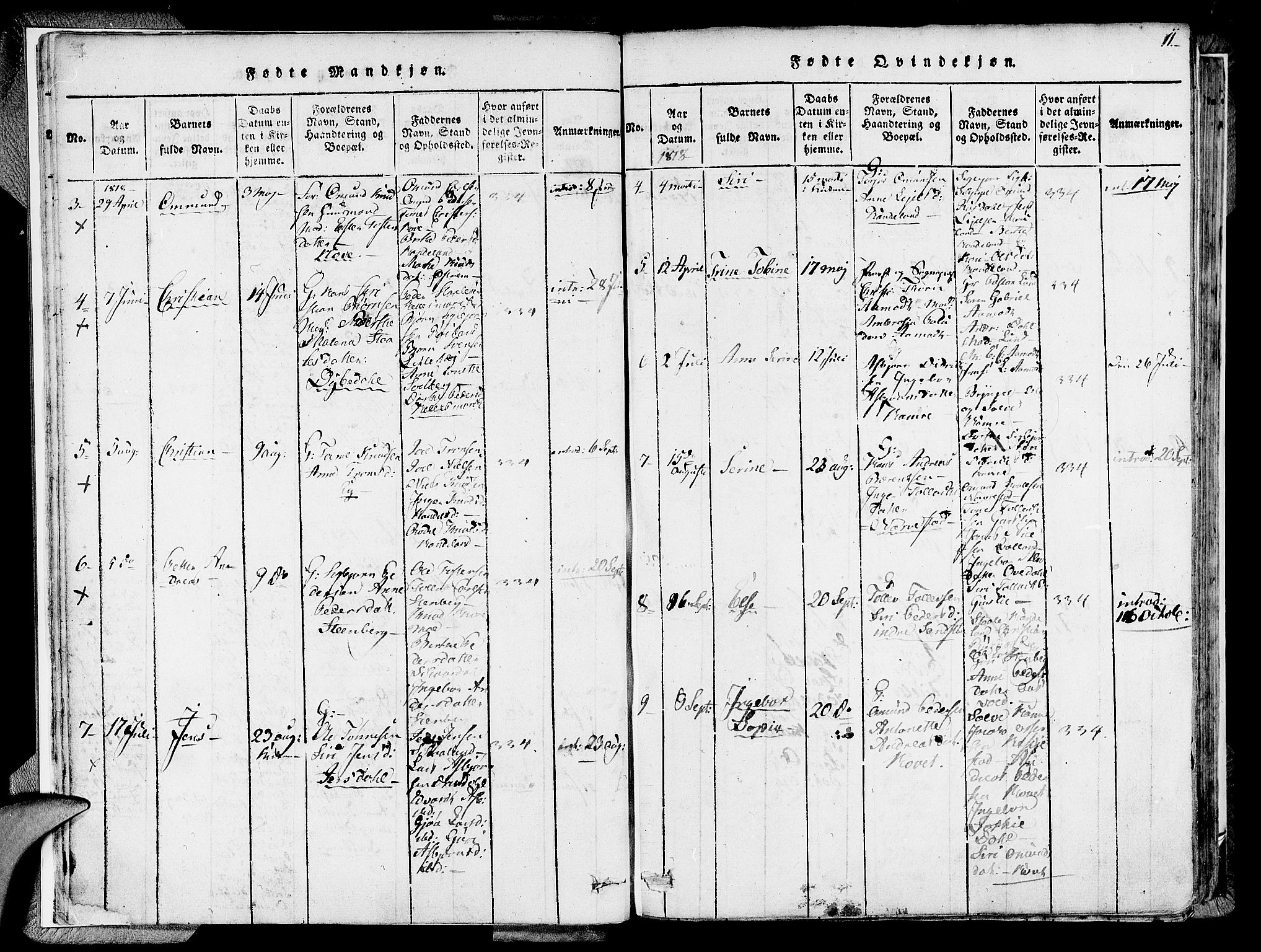 Lund sokneprestkontor, SAST/A-101809/S06/L0005: Parish register (official) no. A 5, 1815-1833, p. 11