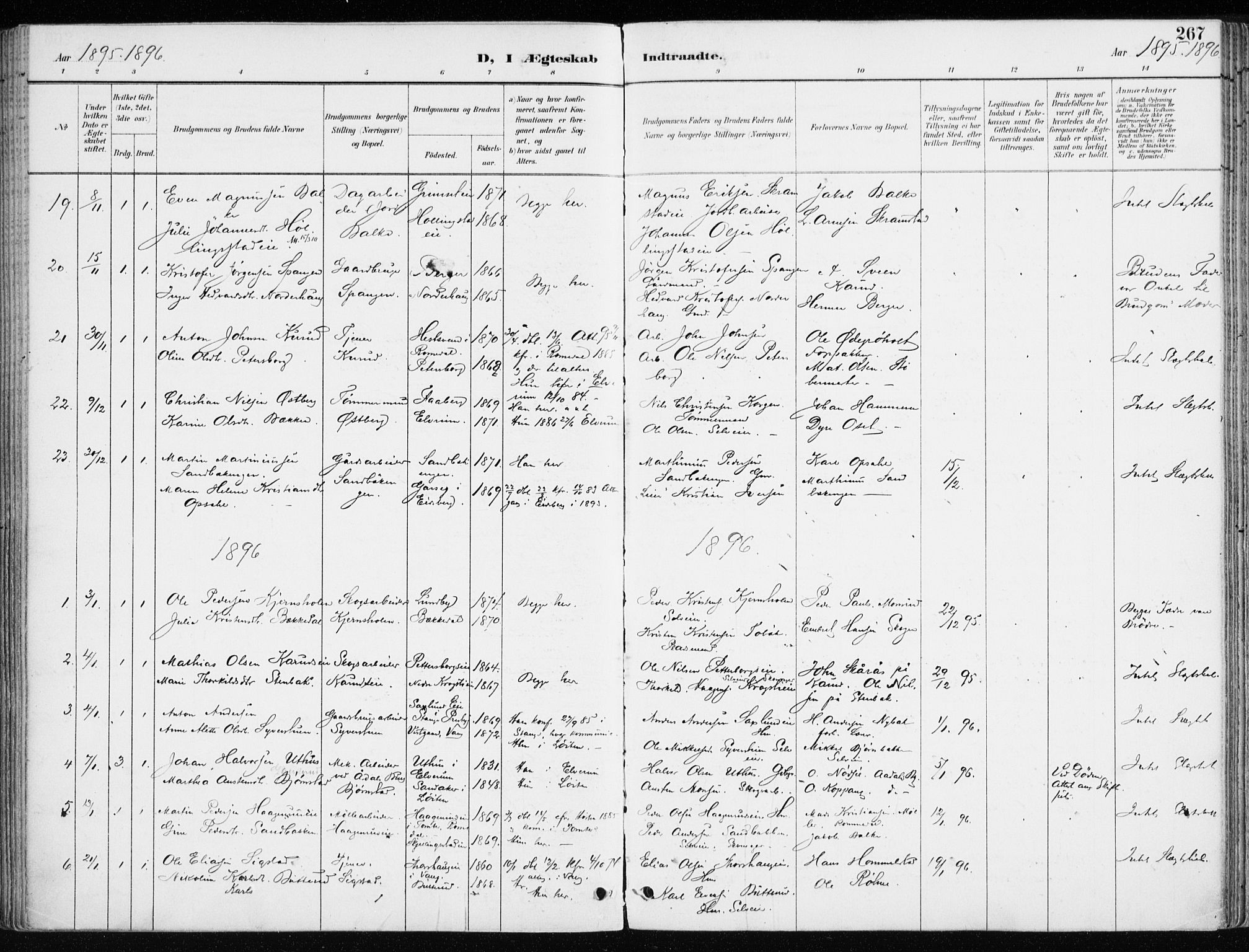 Løten prestekontor, SAH/PREST-022/K/Ka/L0010: Parish register (official) no. 10, 1892-1907, p. 267