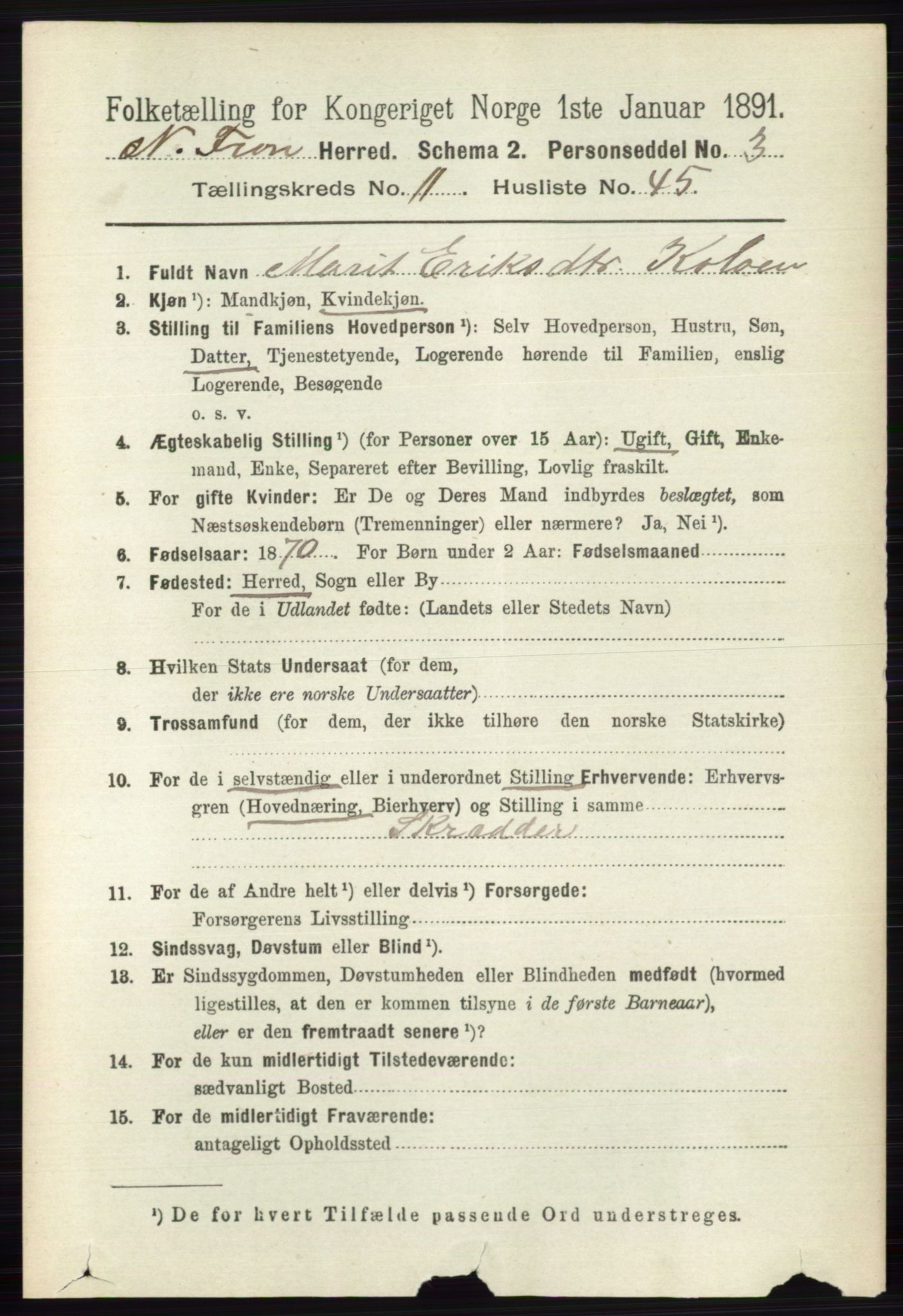 RA, 1891 census for 0518 Nord-Fron, 1891, p. 5053