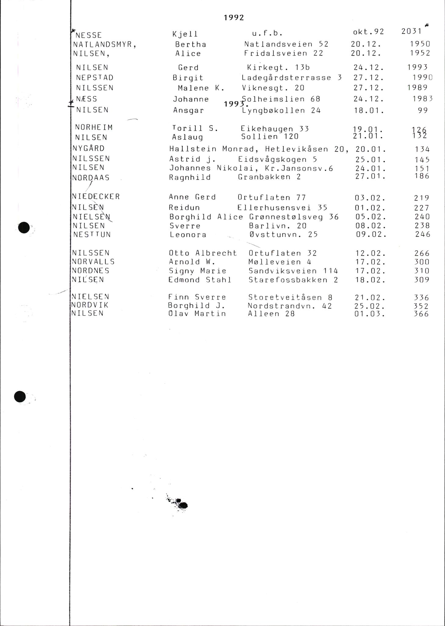 Byfogd og Byskriver i Bergen, SAB/A-3401/06/06Nb/L0012: Register til dødsfalljournaler, 1976-1992, p. 164
