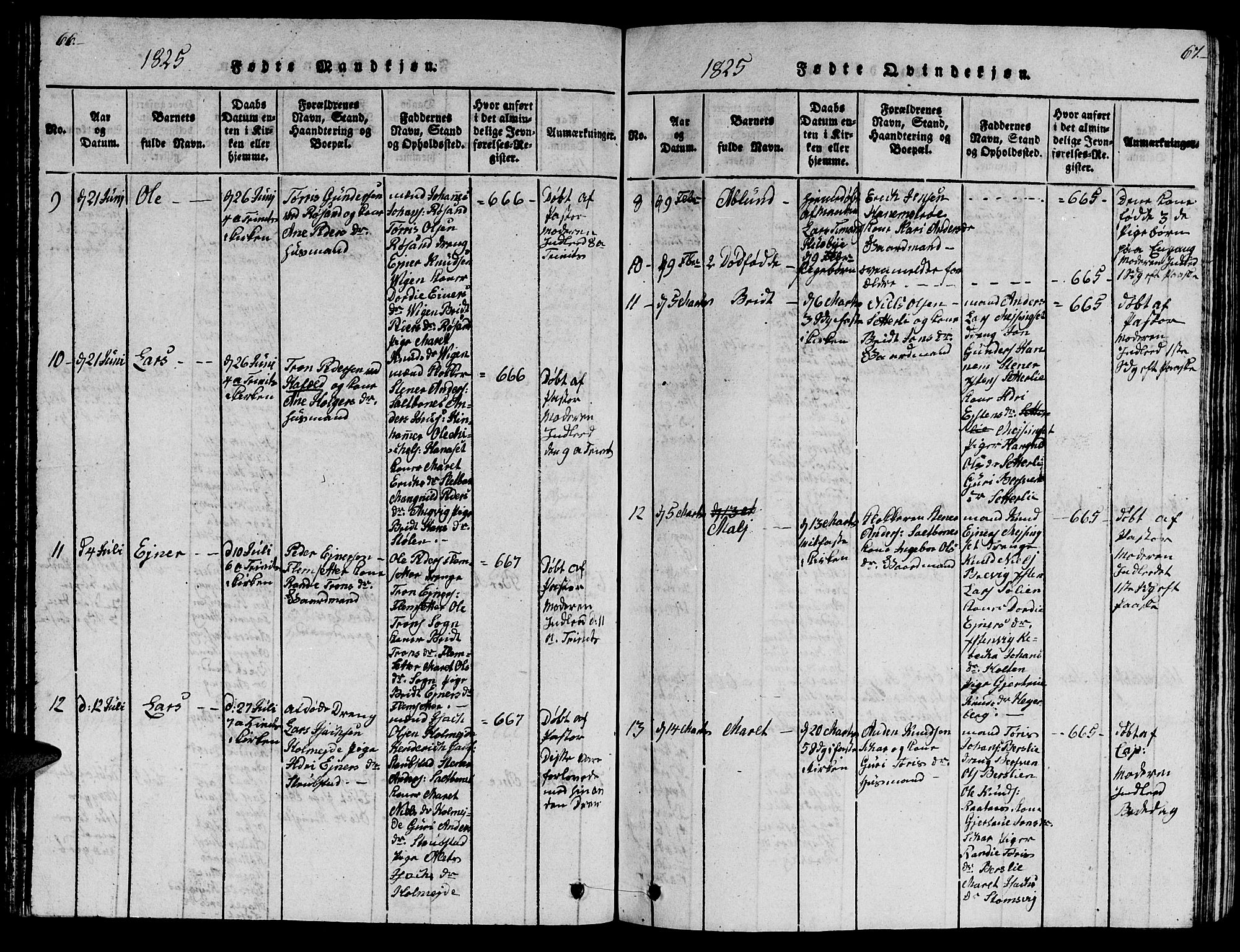 Ministerialprotokoller, klokkerbøker og fødselsregistre - Møre og Romsdal, AV/SAT-A-1454/586/L0990: Parish register (copy) no. 586C01, 1819-1837, p. 66-67