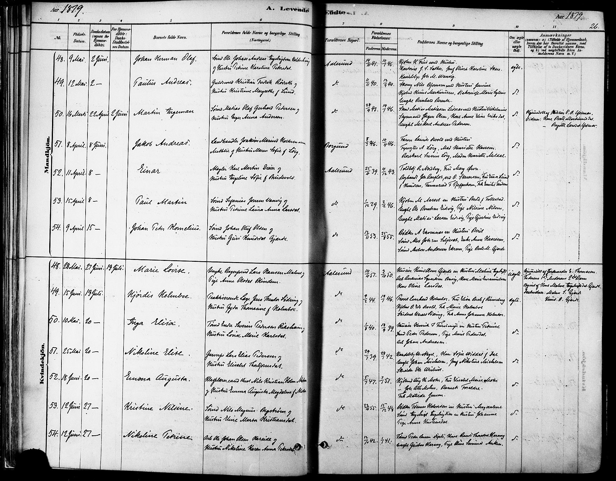 Ministerialprotokoller, klokkerbøker og fødselsregistre - Møre og Romsdal, SAT/A-1454/529/L0454: Parish register (official) no. 529A04, 1878-1885, p. 26