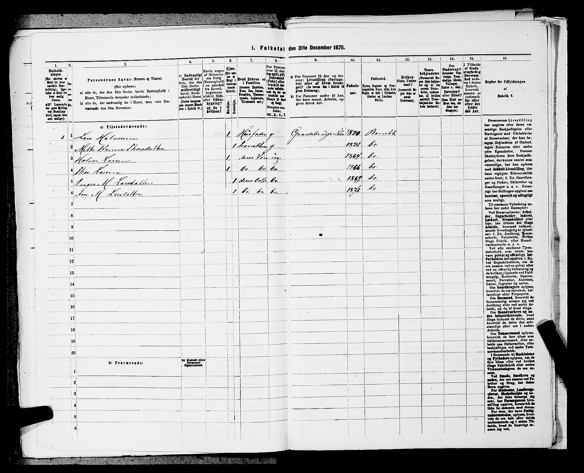 SAKO, 1875 census for 0814L Bamble/Bamble, 1875, p. 515