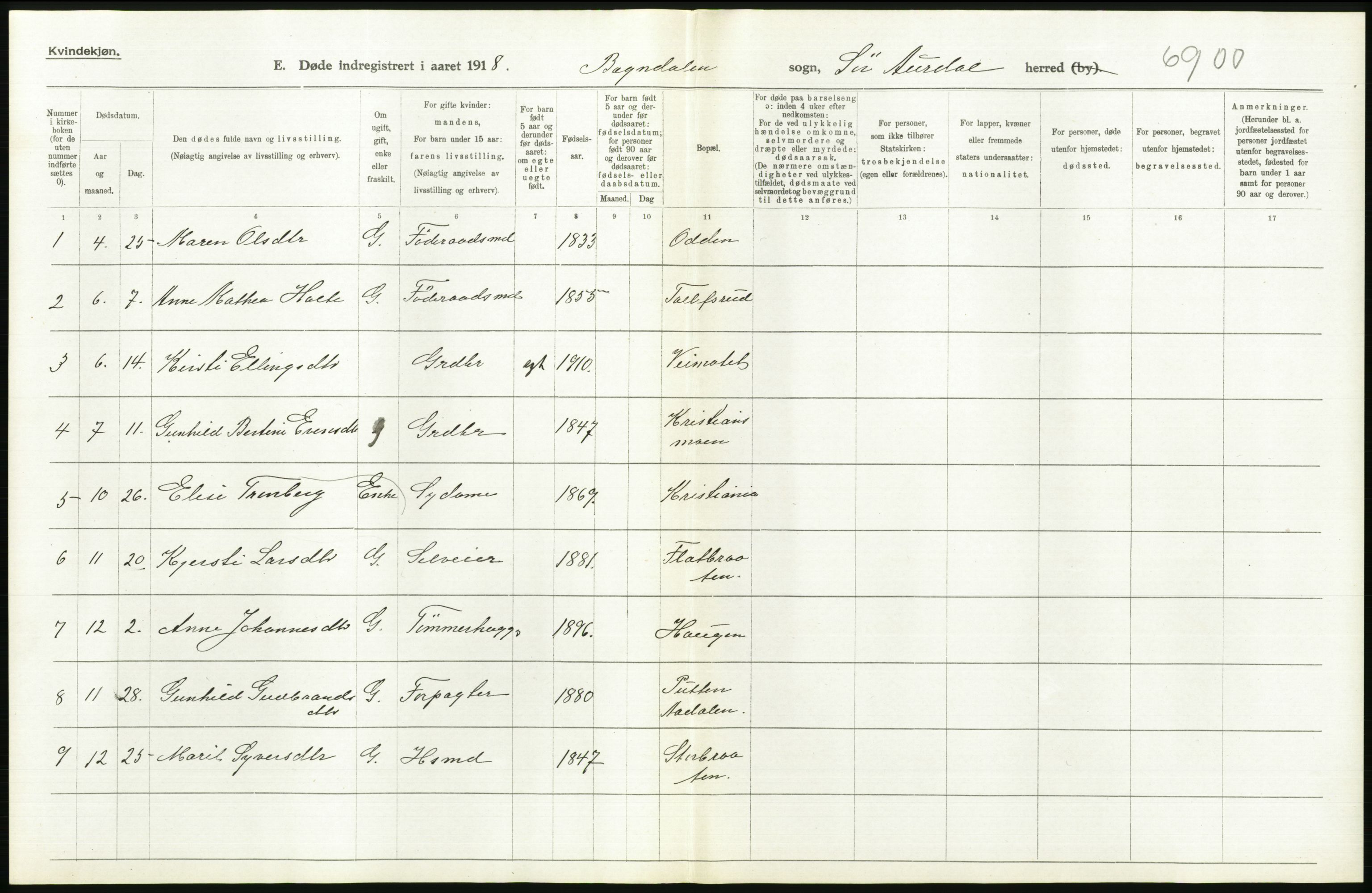 Statistisk sentralbyrå, Sosiodemografiske emner, Befolkning, AV/RA-S-2228/D/Df/Dfb/Dfbh/L0017: Oppland fylke: Døde. Bygder og byer., 1918, p. 290