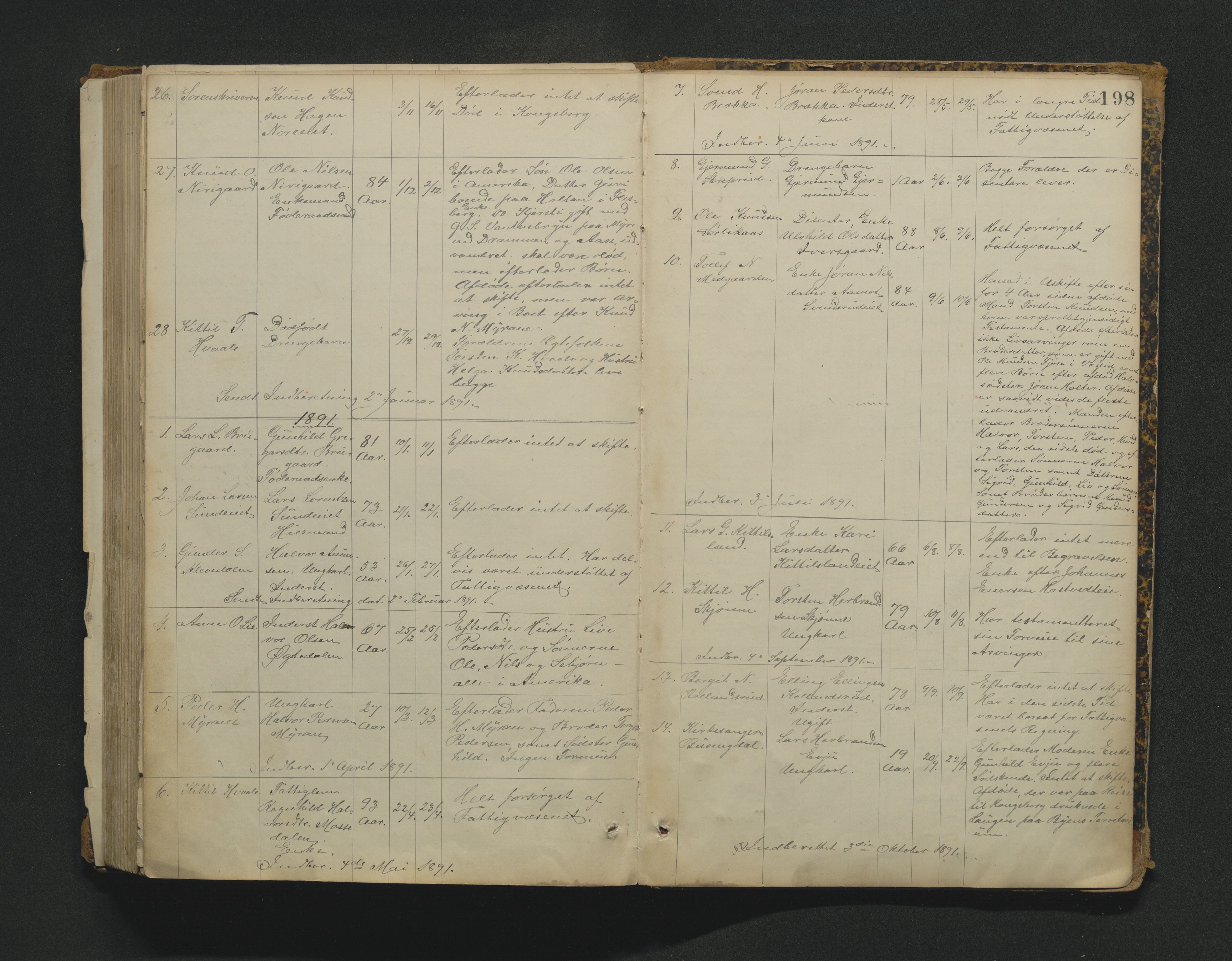 Nore lensmannskontor, SAKO/A-520/H/Ha/L0001a: Registrerings- og dødsanmeldelsesprotokoll, 1882-1913, p. 198