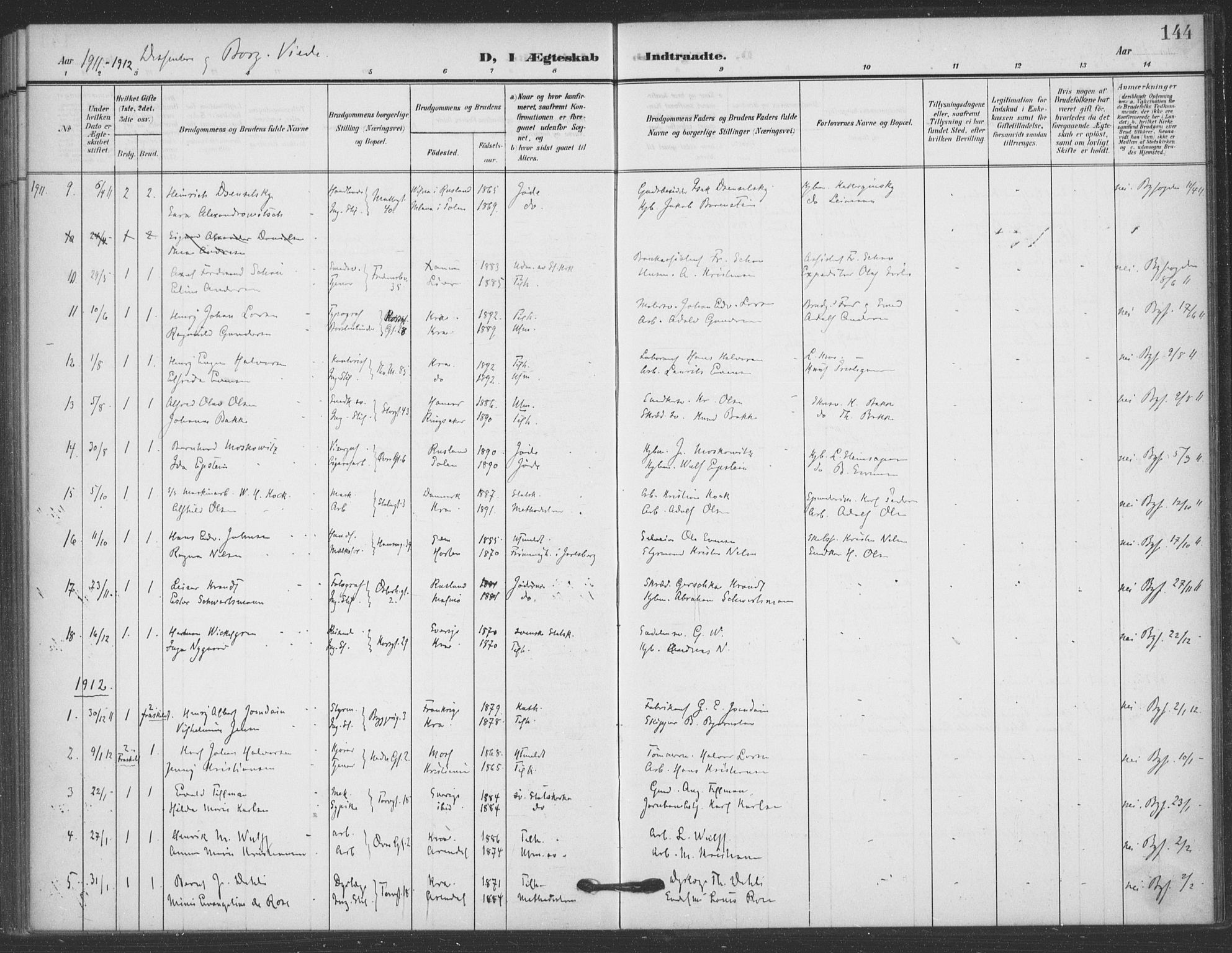 Jakob prestekontor Kirkebøker, SAO/A-10850/F/Fa/L0010: Parish register (official) no. 10, 1908-1922, p. 144