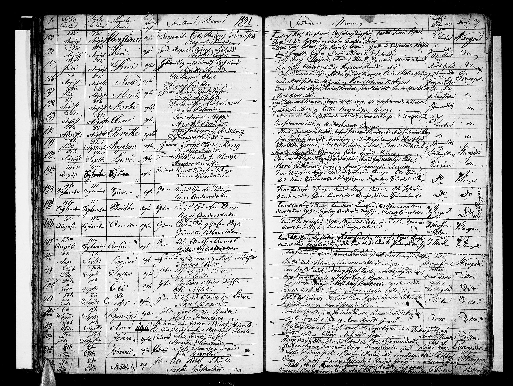 Voss sokneprestembete, SAB/A-79001/H/Haa: Parish register (official) no. A 12, 1823-1837, p. 94
