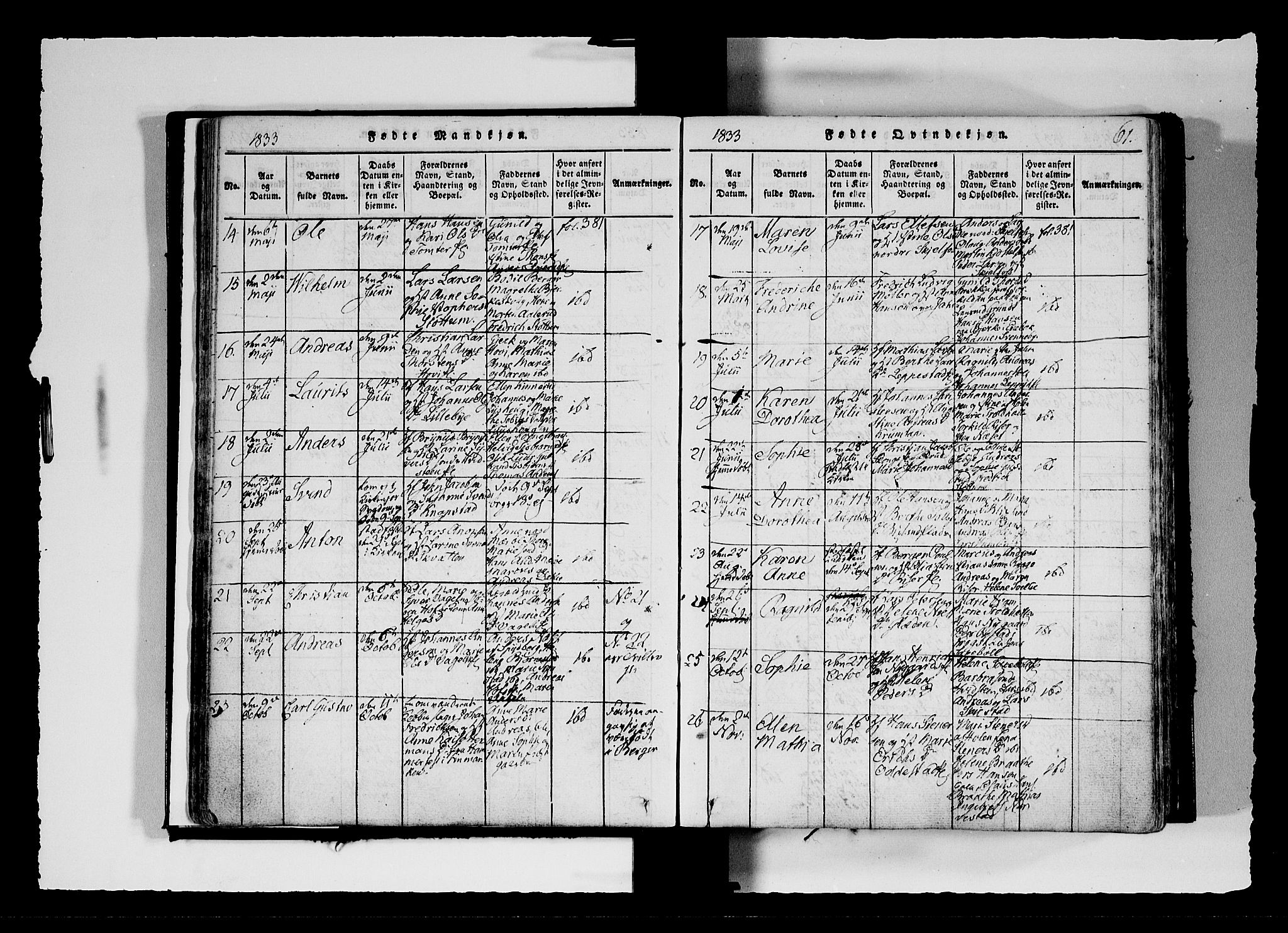 Hobøl prestekontor Kirkebøker, AV/SAO-A-2002/F/Fa/L0002: Parish register (official) no. I 2, 1814-1841, p. 61