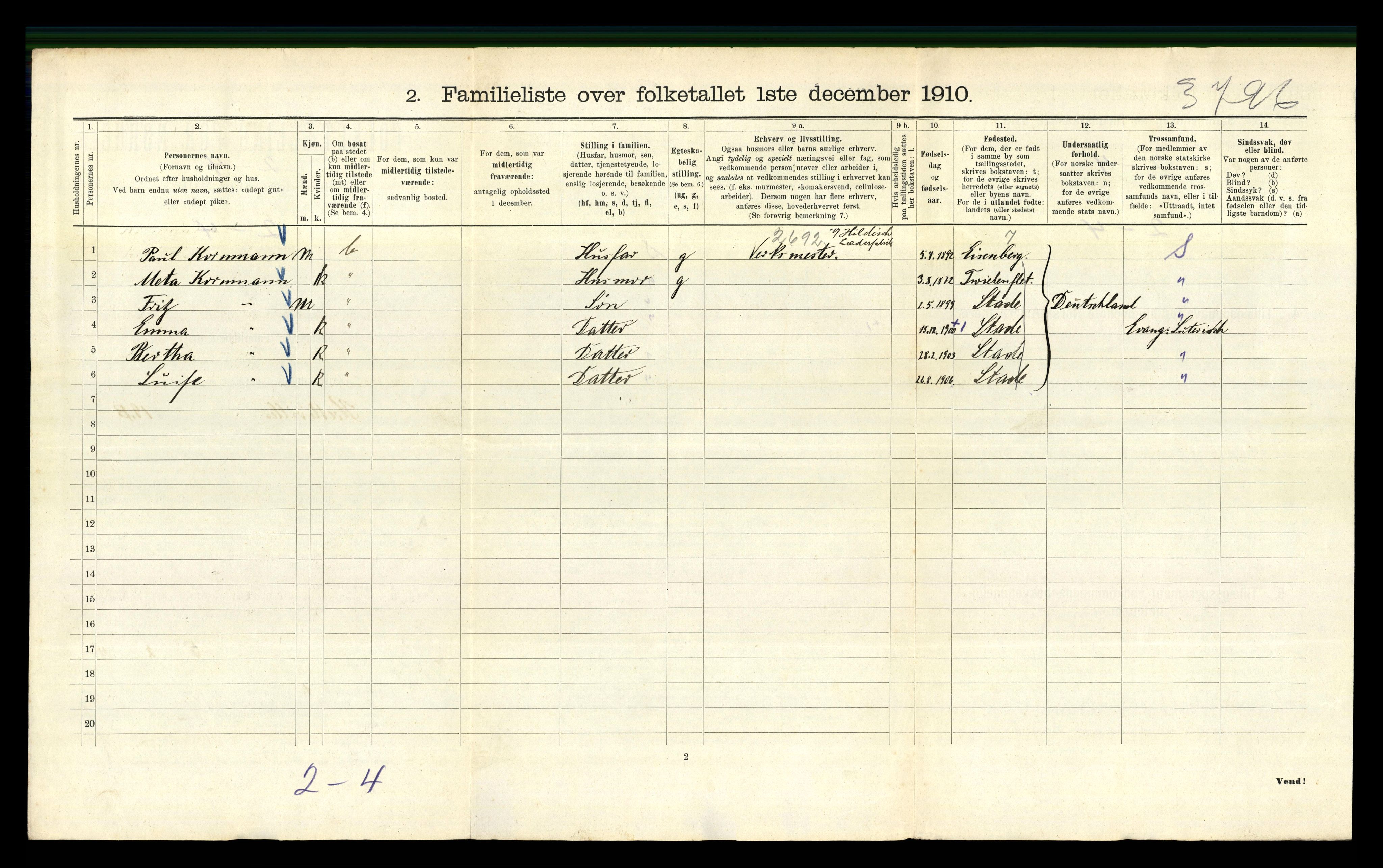 RA, 1910 census for Kristiania, 1910, p. 9476