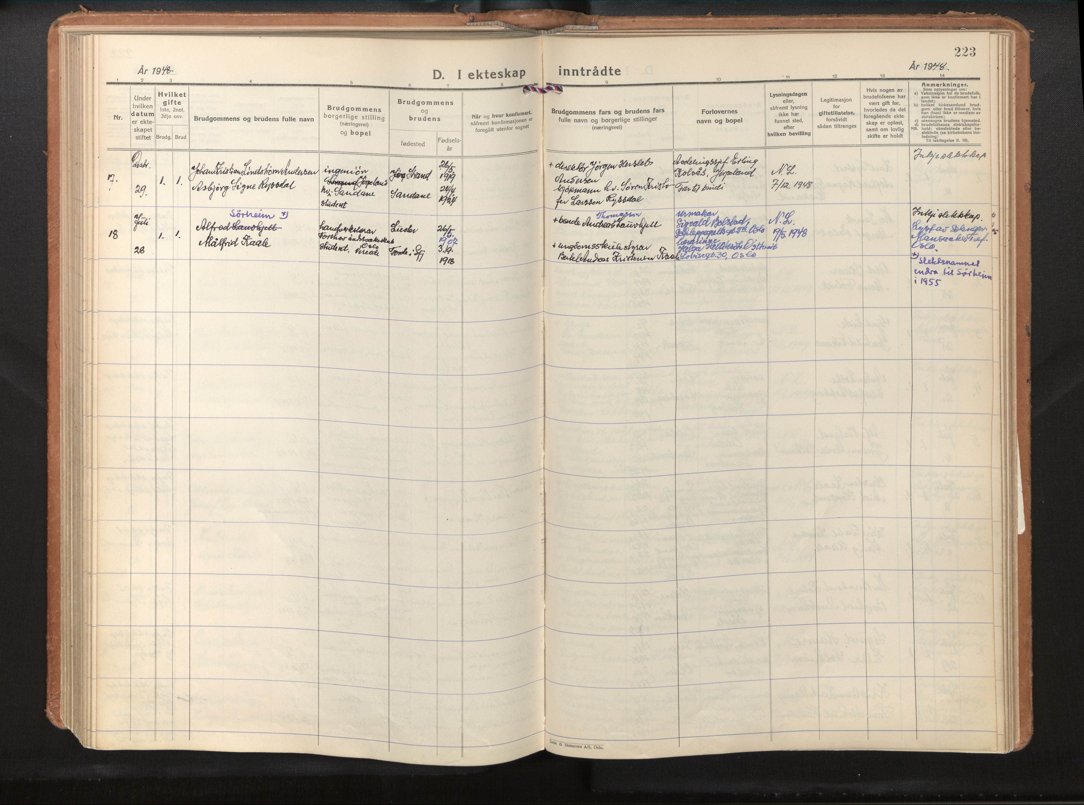 Gloppen sokneprestembete, SAB/A-80101/H/Haa/Haab/L0003: Parish register (official) no. B 3, 1928-1953, p. 222b-223a