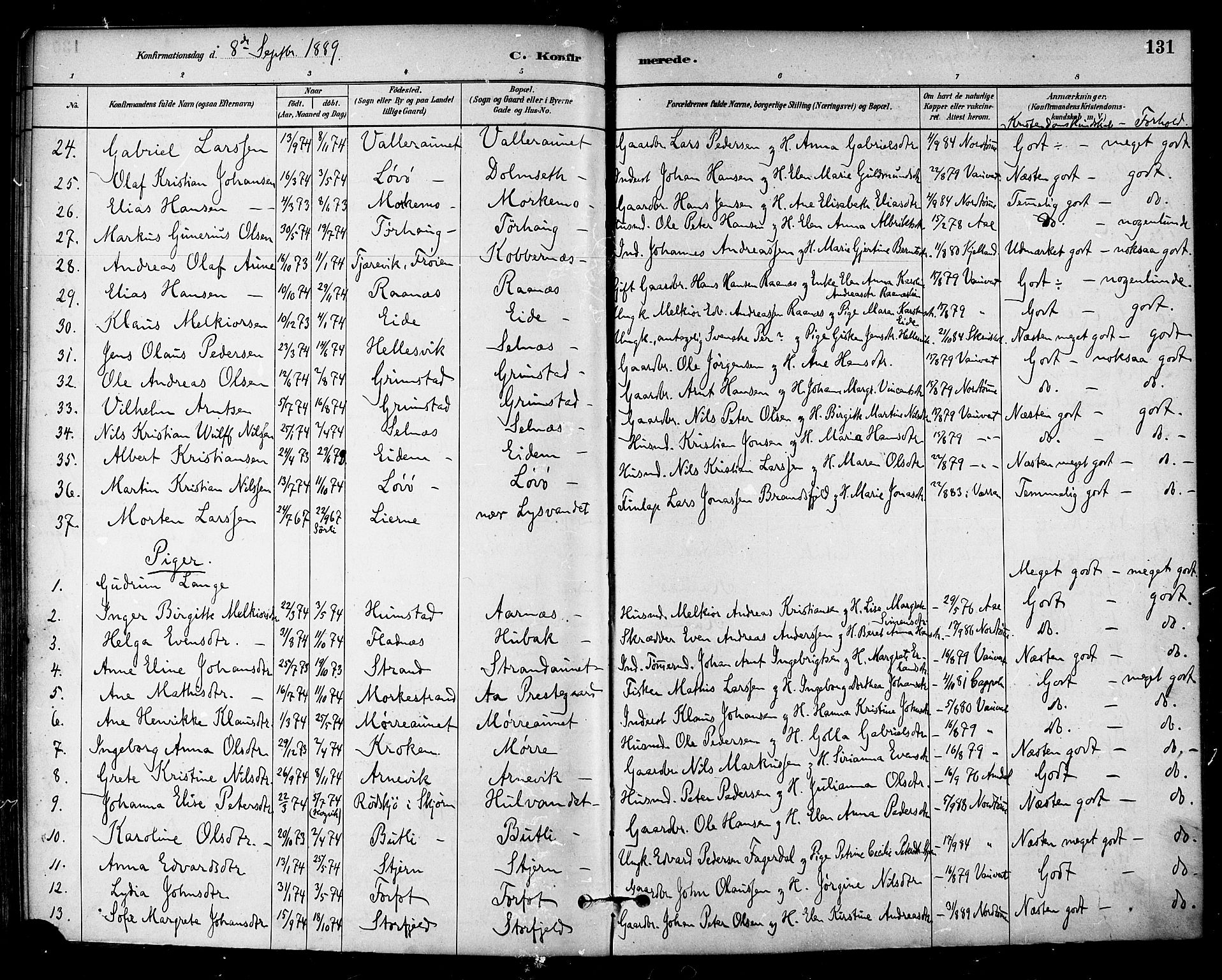 Ministerialprotokoller, klokkerbøker og fødselsregistre - Sør-Trøndelag, SAT/A-1456/655/L0680: Parish register (official) no. 655A09, 1880-1894, p. 131