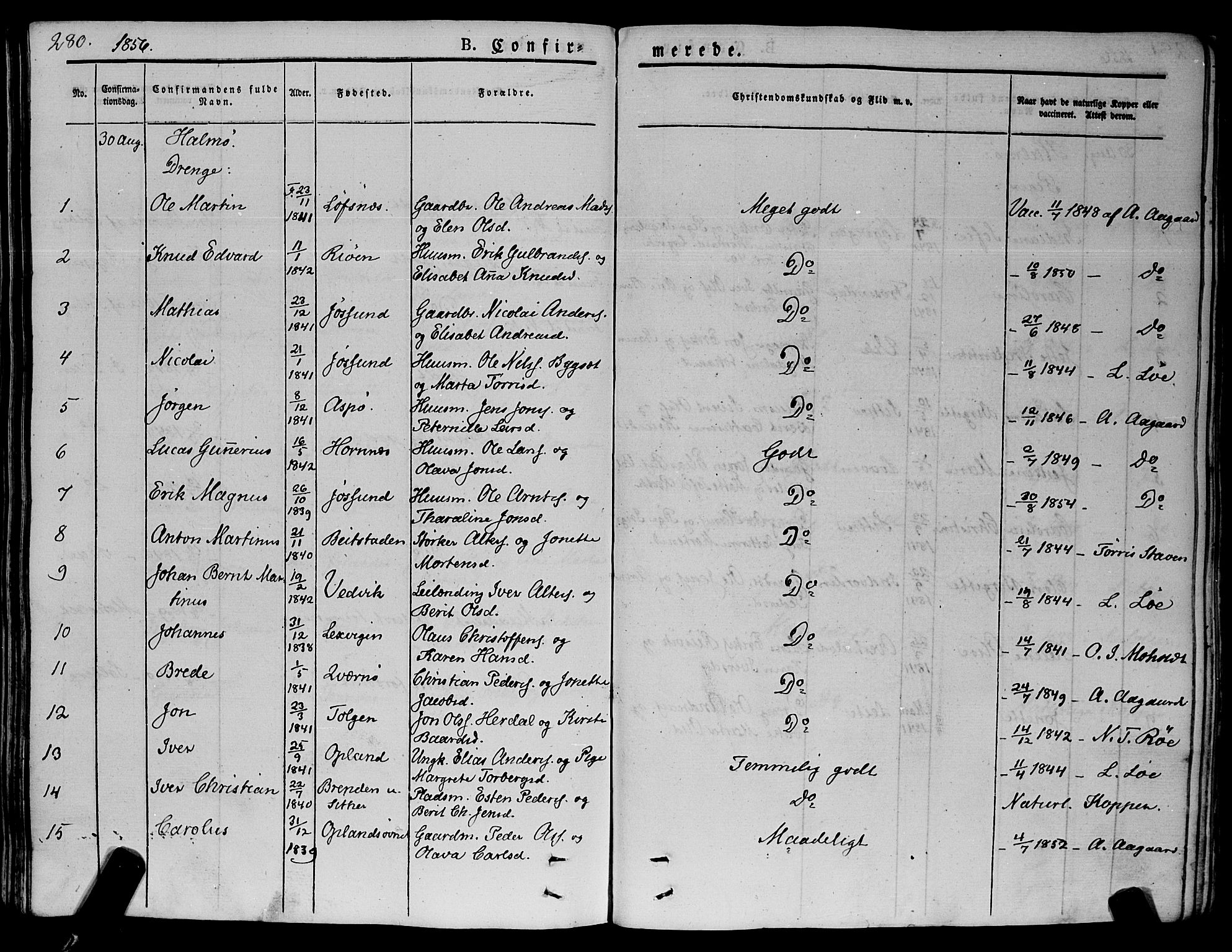 Ministerialprotokoller, klokkerbøker og fødselsregistre - Nord-Trøndelag, SAT/A-1458/773/L0614: Parish register (official) no. 773A05, 1831-1856, p. 280