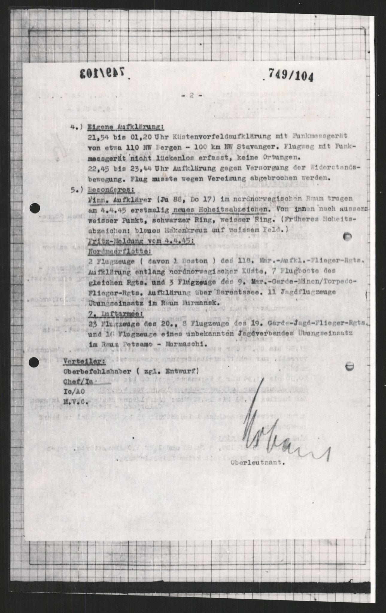 Forsvarets Overkommando. 2 kontor. Arkiv 11.4. Spredte tyske arkivsaker, AV/RA-RAFA-7031/D/Dar/Dara/L0009: Krigsdagbøker for 20. Gebirgs-Armee-Oberkommando (AOK 20), 1940-1945, p. 68