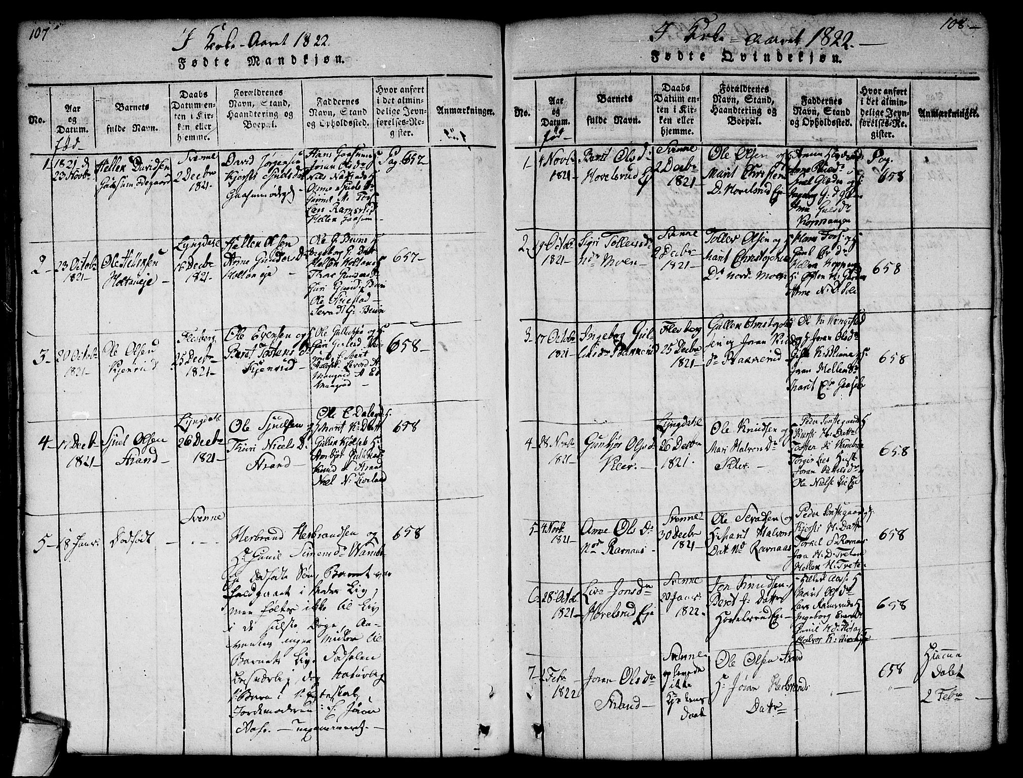 Flesberg kirkebøker, AV/SAKO-A-18/G/Ga/L0001: Parish register (copy) no. I 1, 1816-1834, p. 107-108