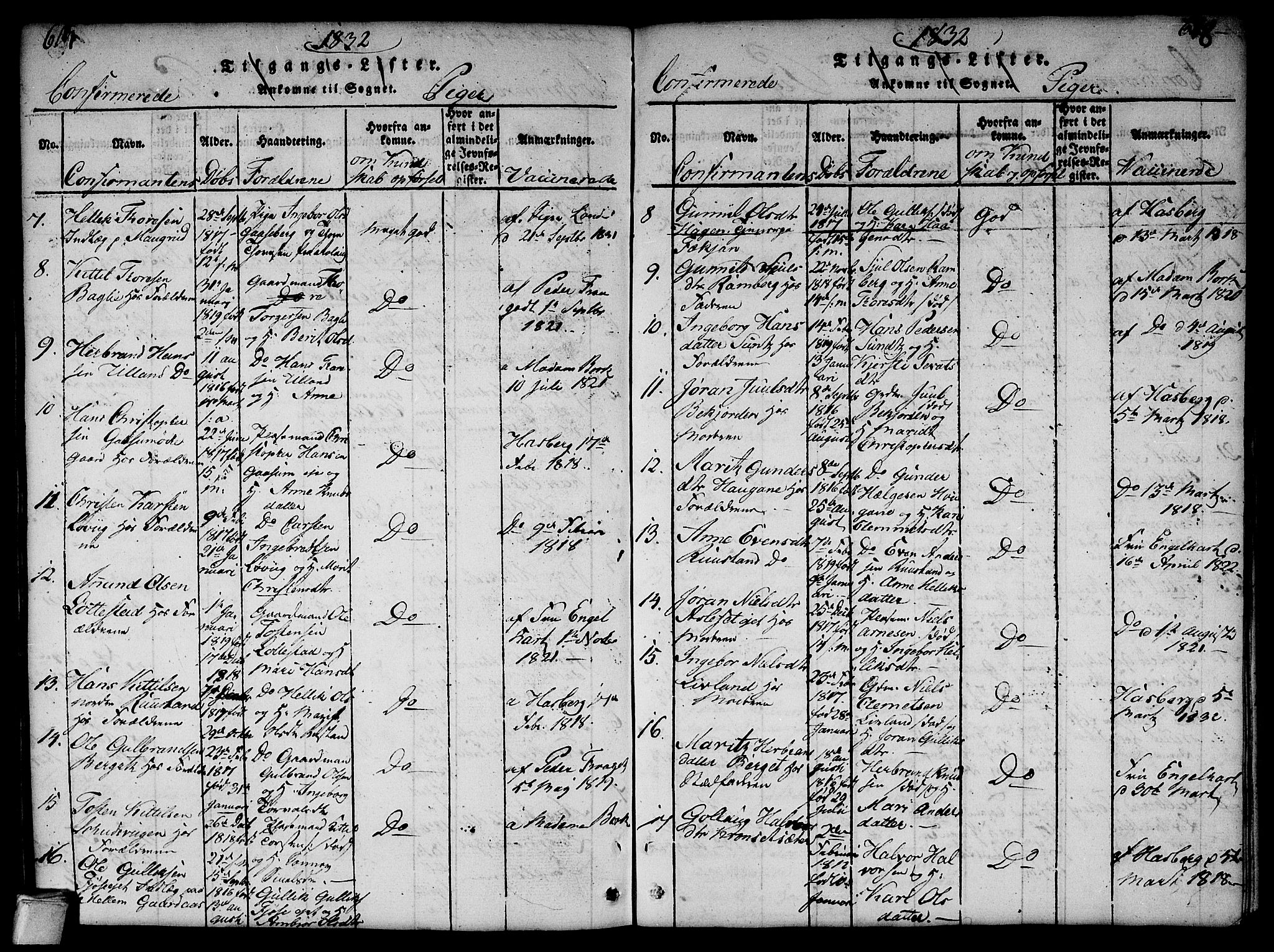 Flesberg kirkebøker, AV/SAKO-A-18/G/Ga/L0001: Parish register (copy) no. I 1, 1816-1834, p. 617-618